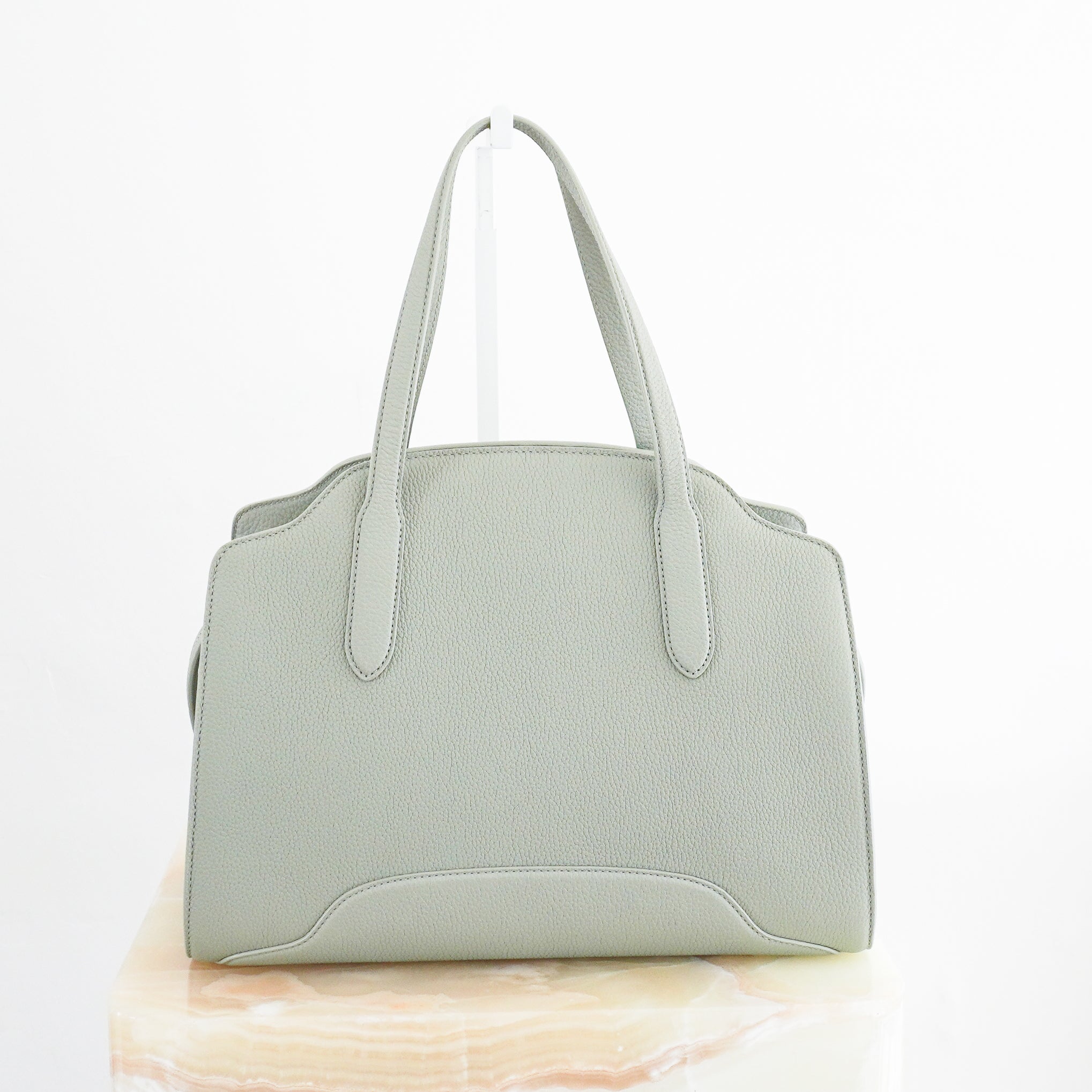 Loro Piana Sesia Medium Leather Tote in Eucalyptus RRP £3340 | Authentic Preloved - Reloved Again