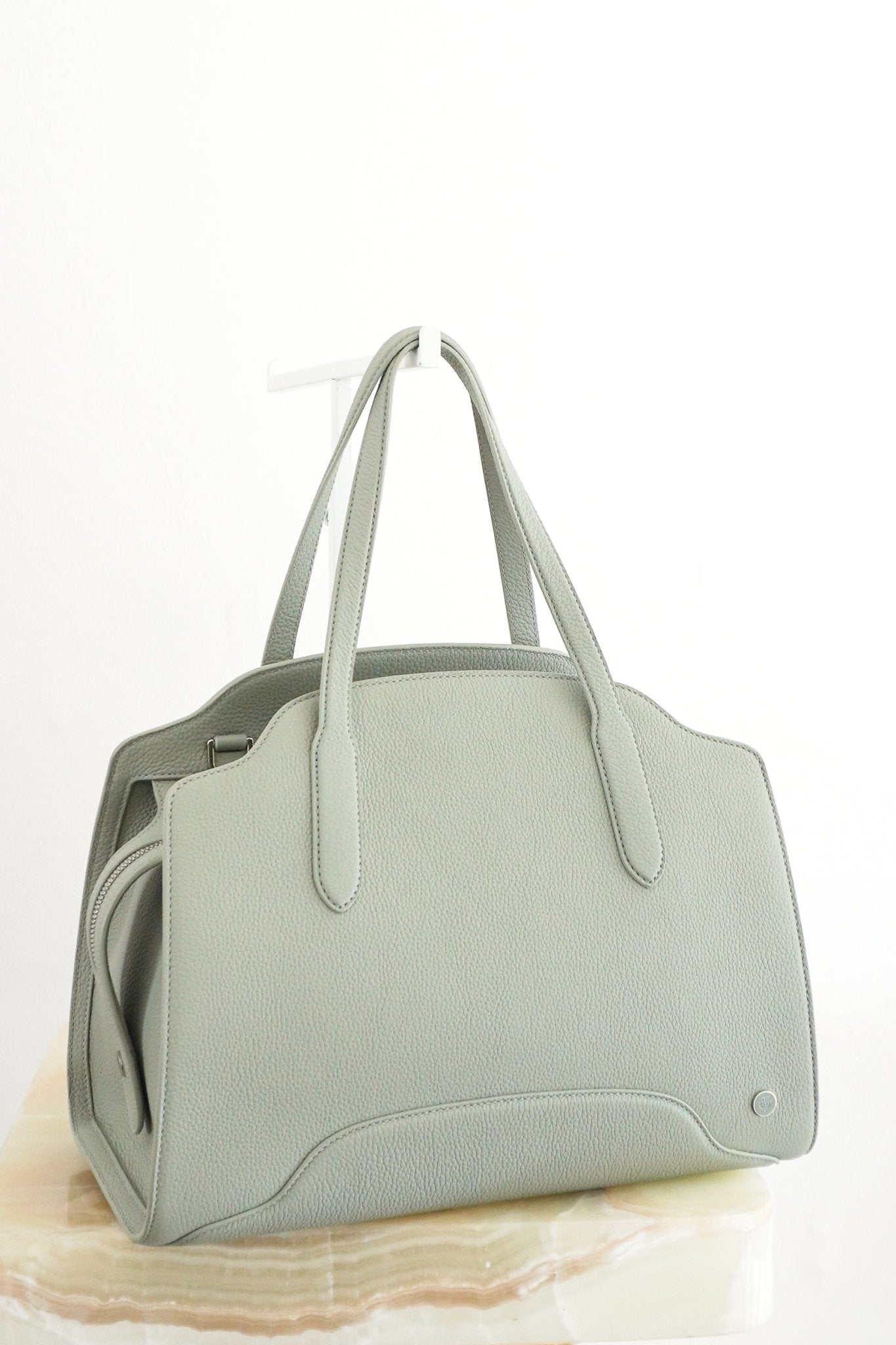 Loro-Piana-Sesia-Medium-Leather-Tote-in-Eucalyptus-front-picture-Chelsea-London