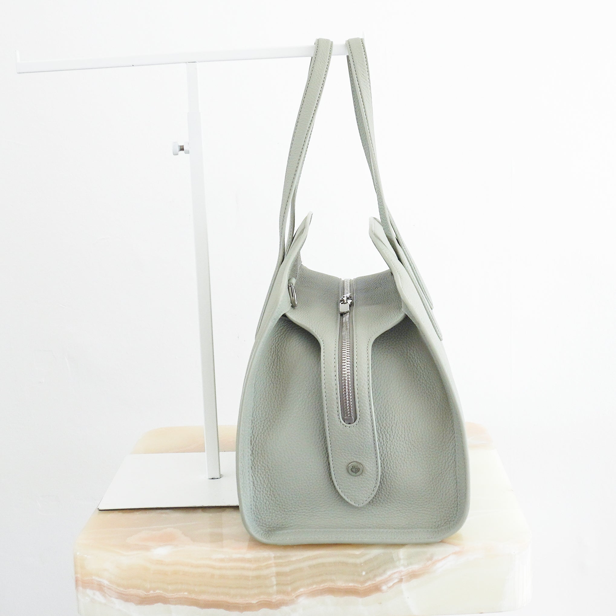 Loro-Piana-Sesia-Medium-Leather-Tote-in-Eucalyptus-side-picture-Chelsea-London