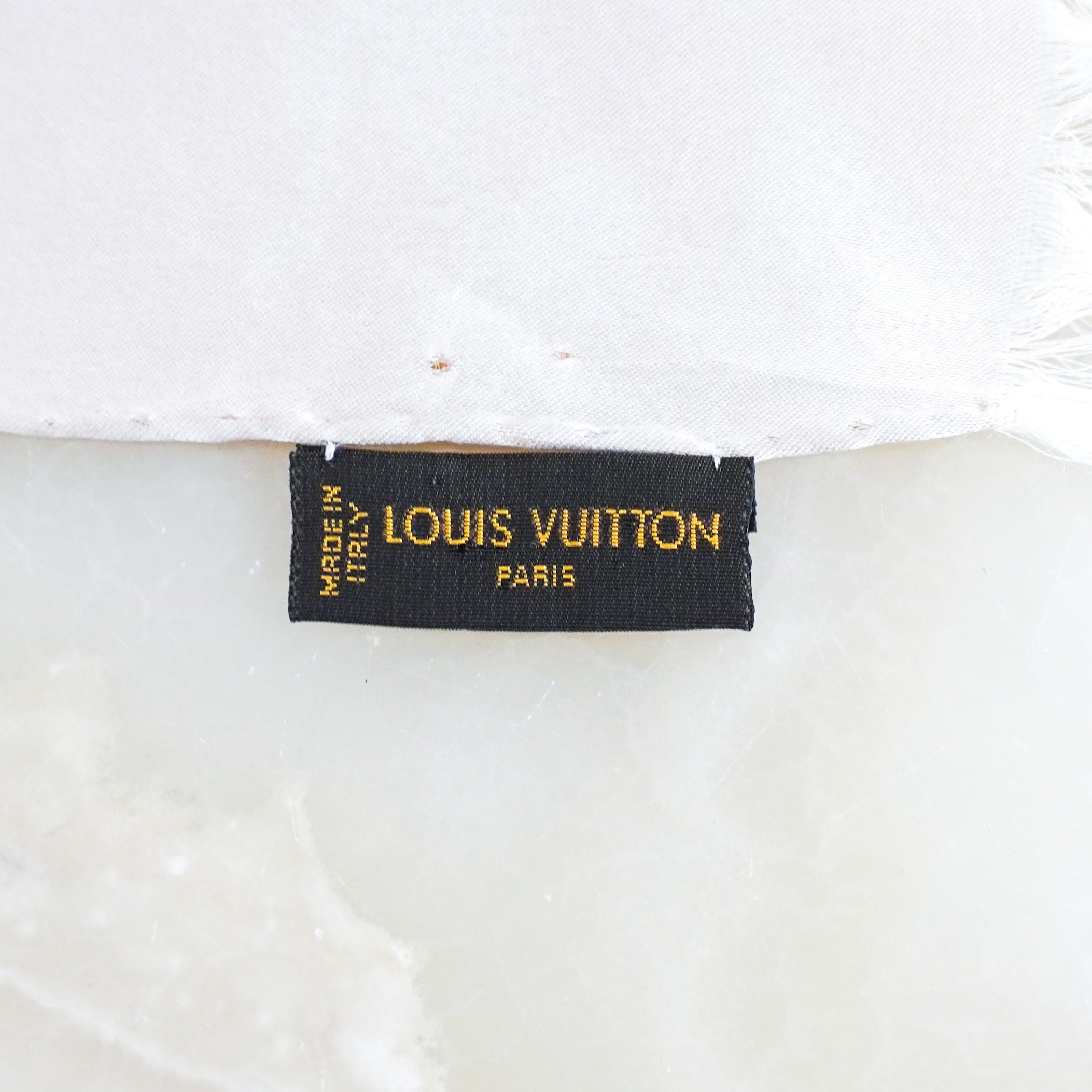 Louis Vuitton Beige Monogram Silk Scarf RRP £400 | Authentic Preloved FINAL SALE - Reloved Again