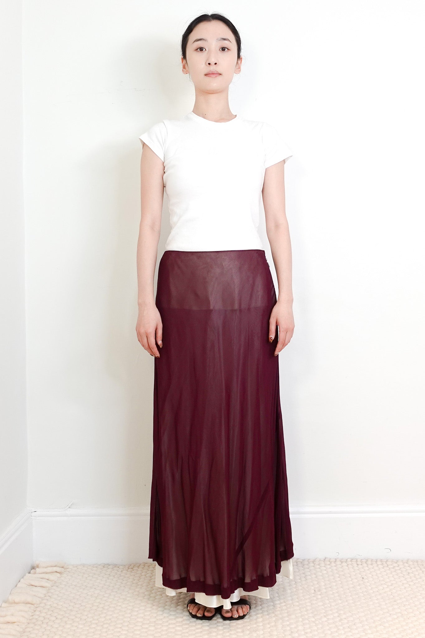 Louis Vuitton Burgundy and Cream Layered Skirt RRP £2160 | Authentic Preloved - Reloved Again