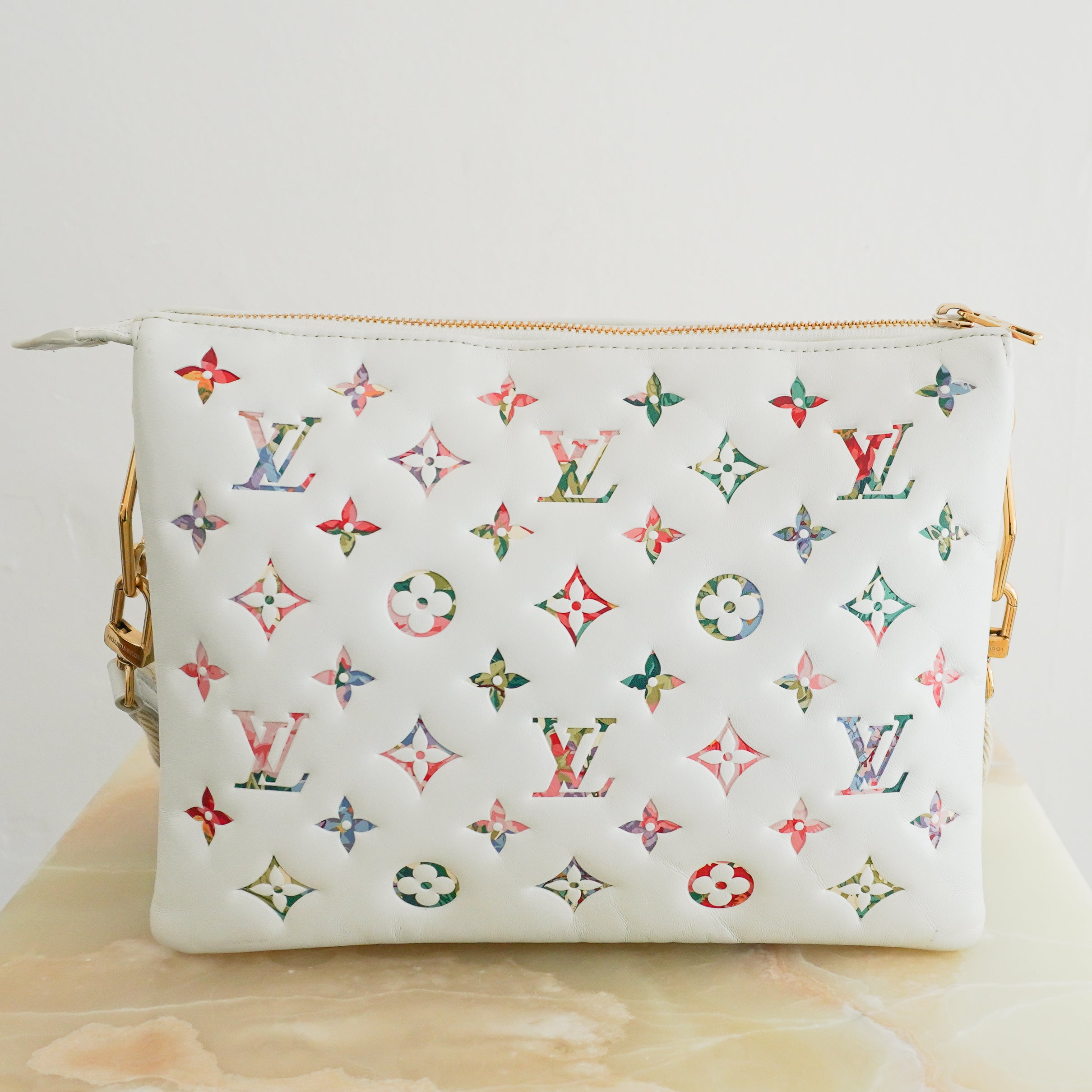 Louis Vuitton Coussin PM Monogram Floral White Leather Bag back photo chelsea london