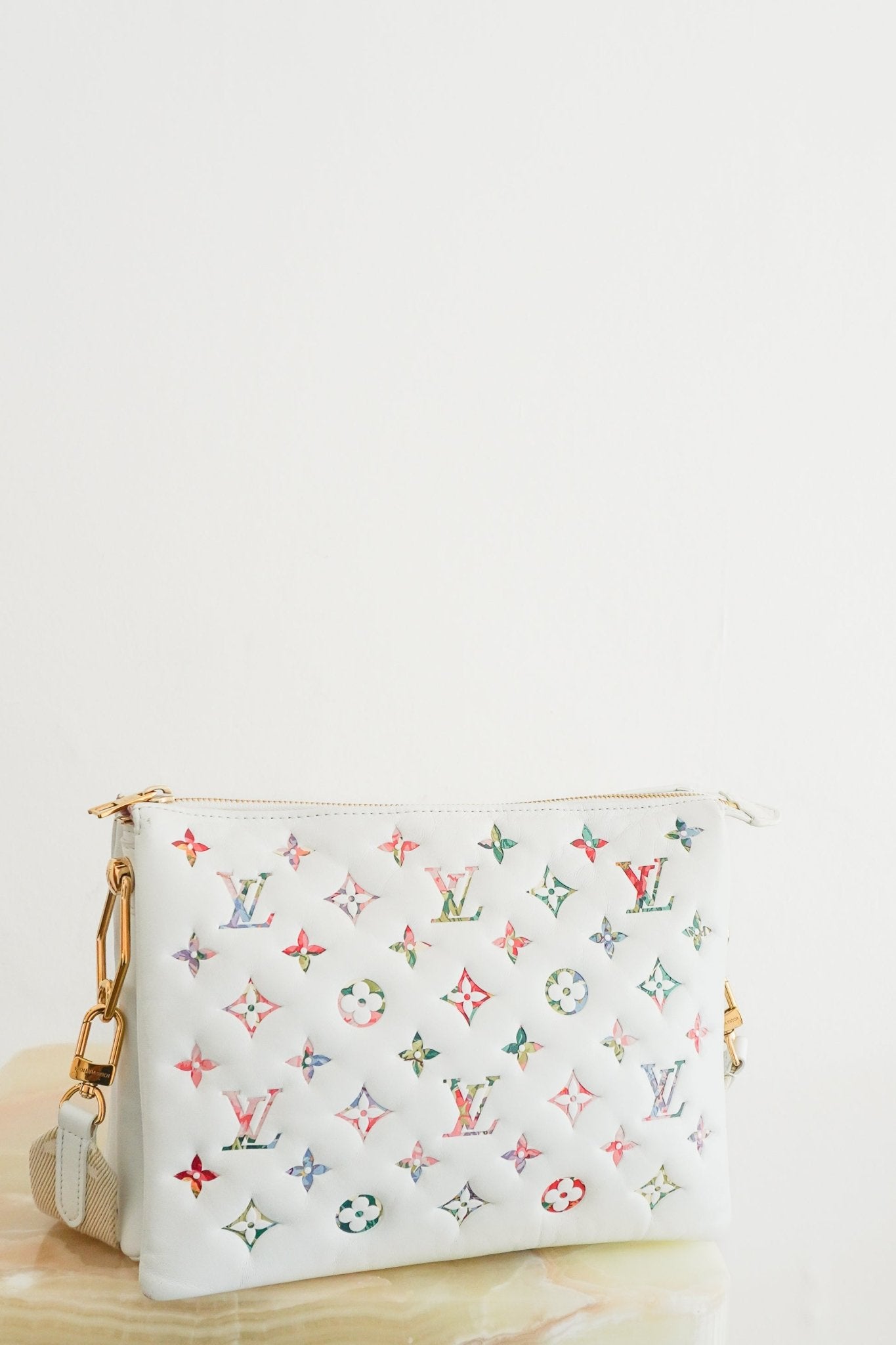 Louis Vuitton Coussin PM Monogram Floral White Leather Bag (RRP £3150) | Authentic Preloved - Reloved Again