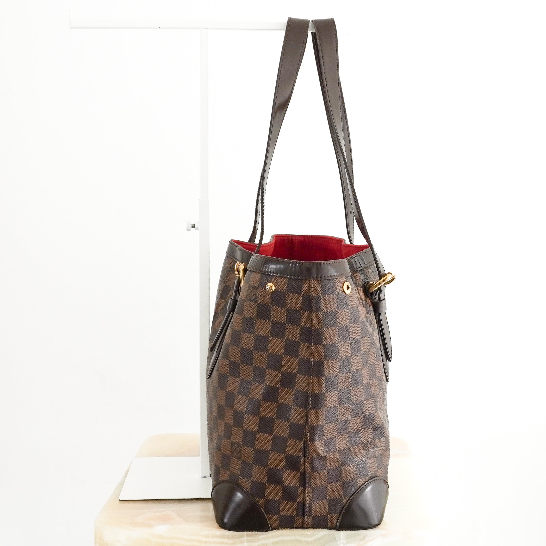 Louis Vuitton Hampstead MM Damier Ebene Tote Bag in Brown side photo chelsea london