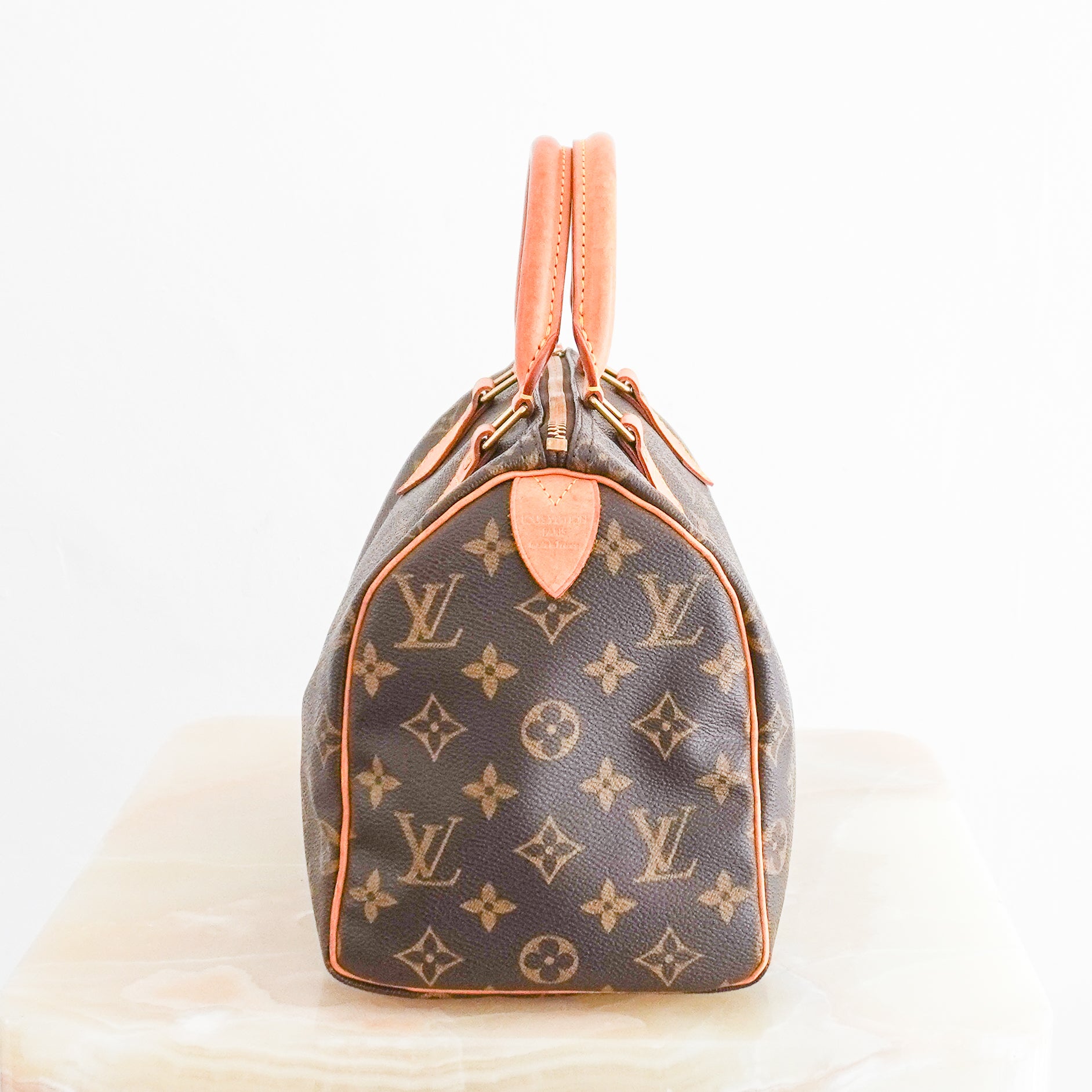 Louis Vuitton Speedy 25 Monogram Canvas Bag side photo chelsea london
