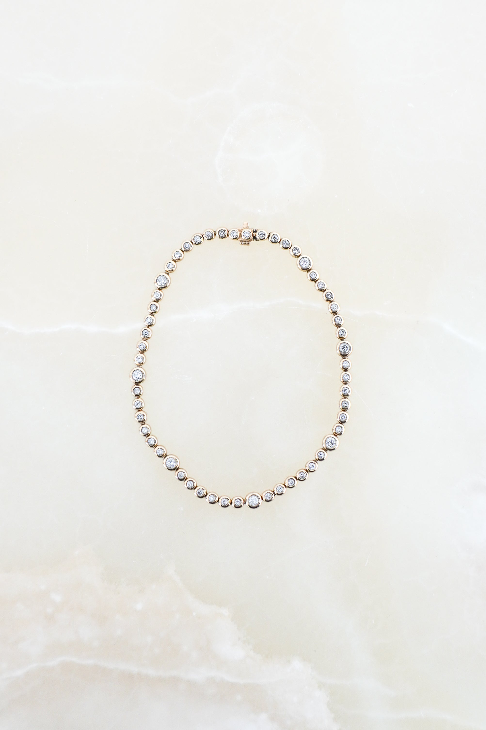 Louise Sinclair 9ct Yellow Gold & Diamond Rub Over Bubble Bracelet front photo chelsea london