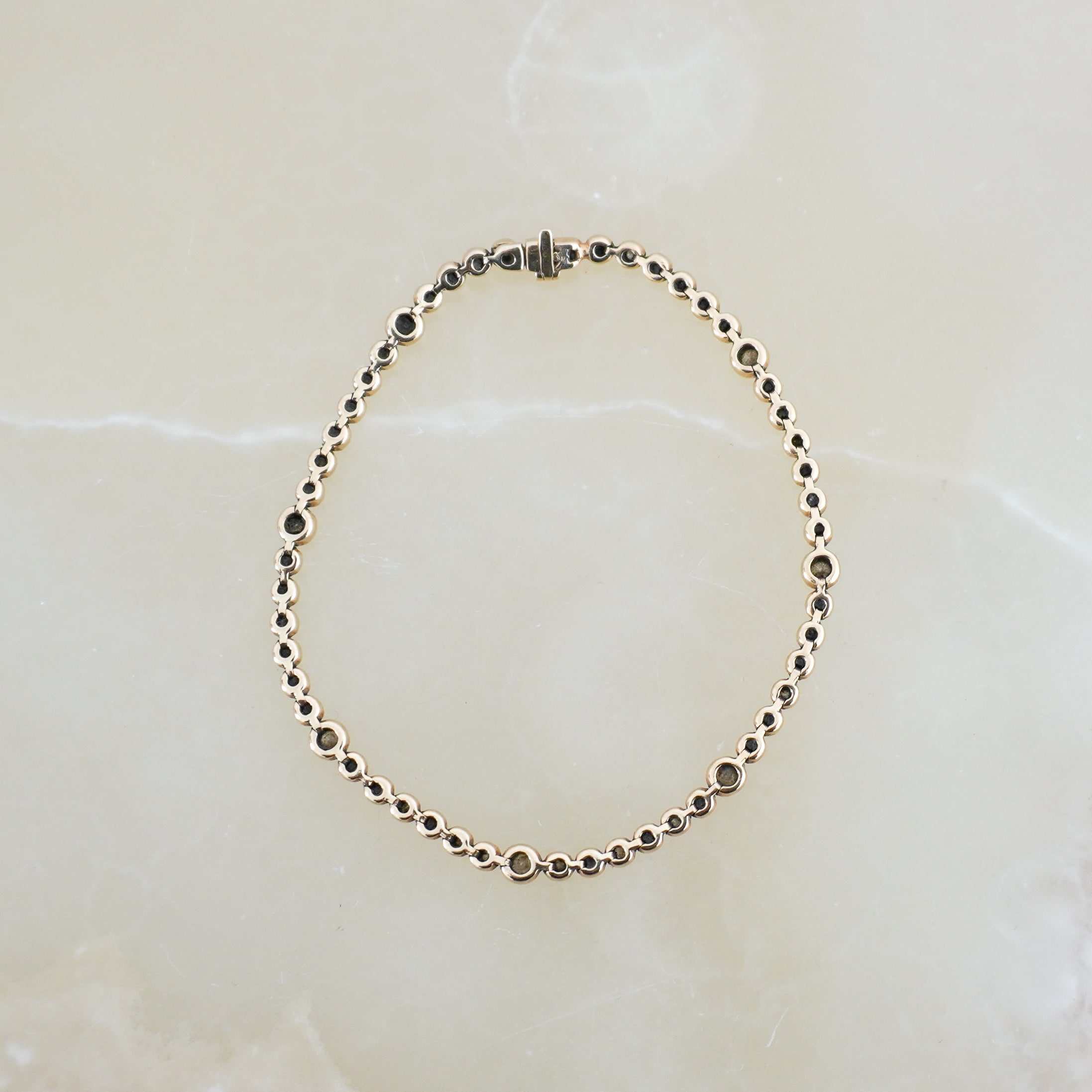 Louise Sinclair 9ct Yellow Gold & Diamond Rub Over Bubble Bracelet photo chelsea back