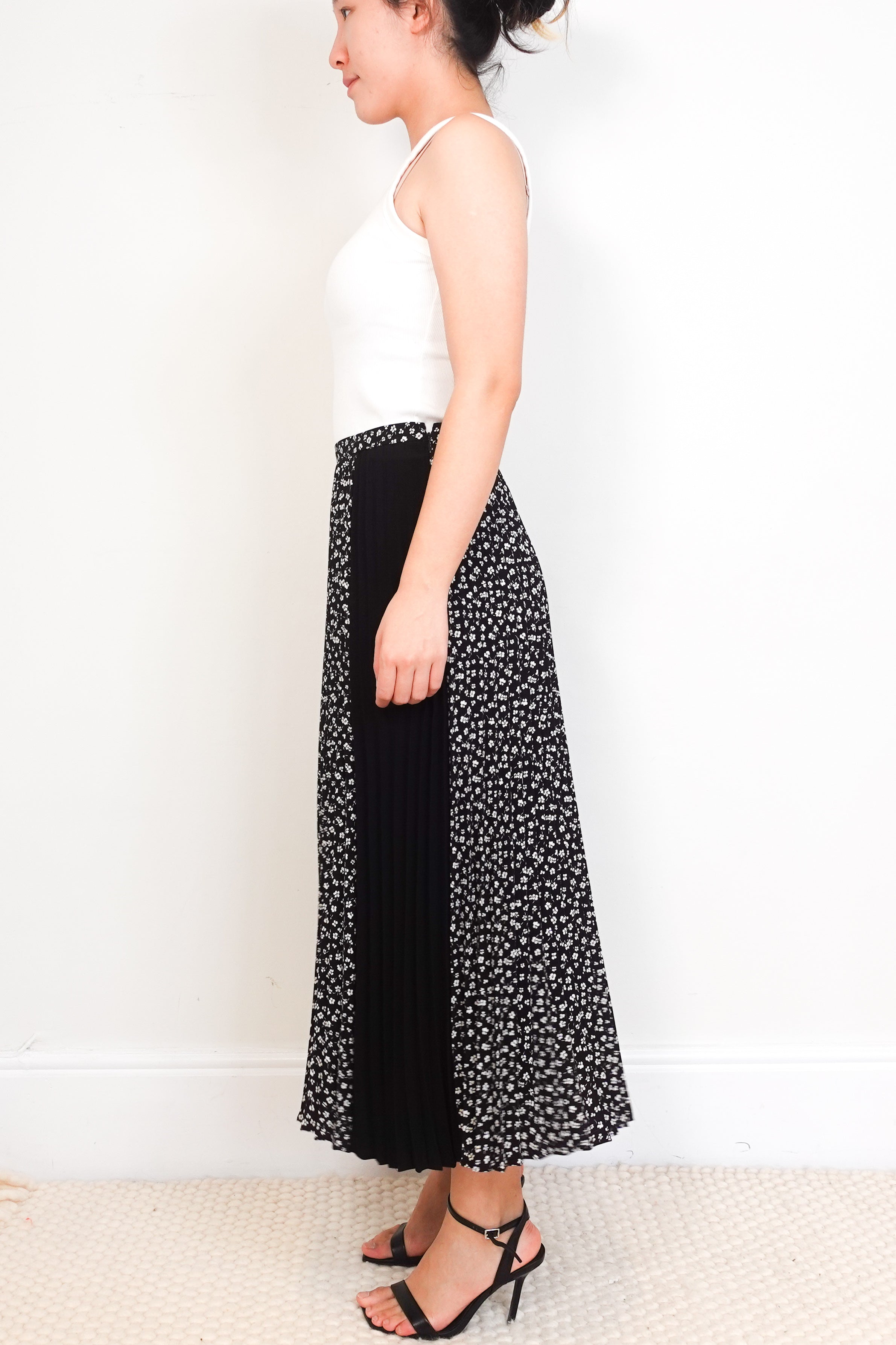 ME+EM-Black-Floral-Midi-Skirt-side-picture-Chelsea-London 