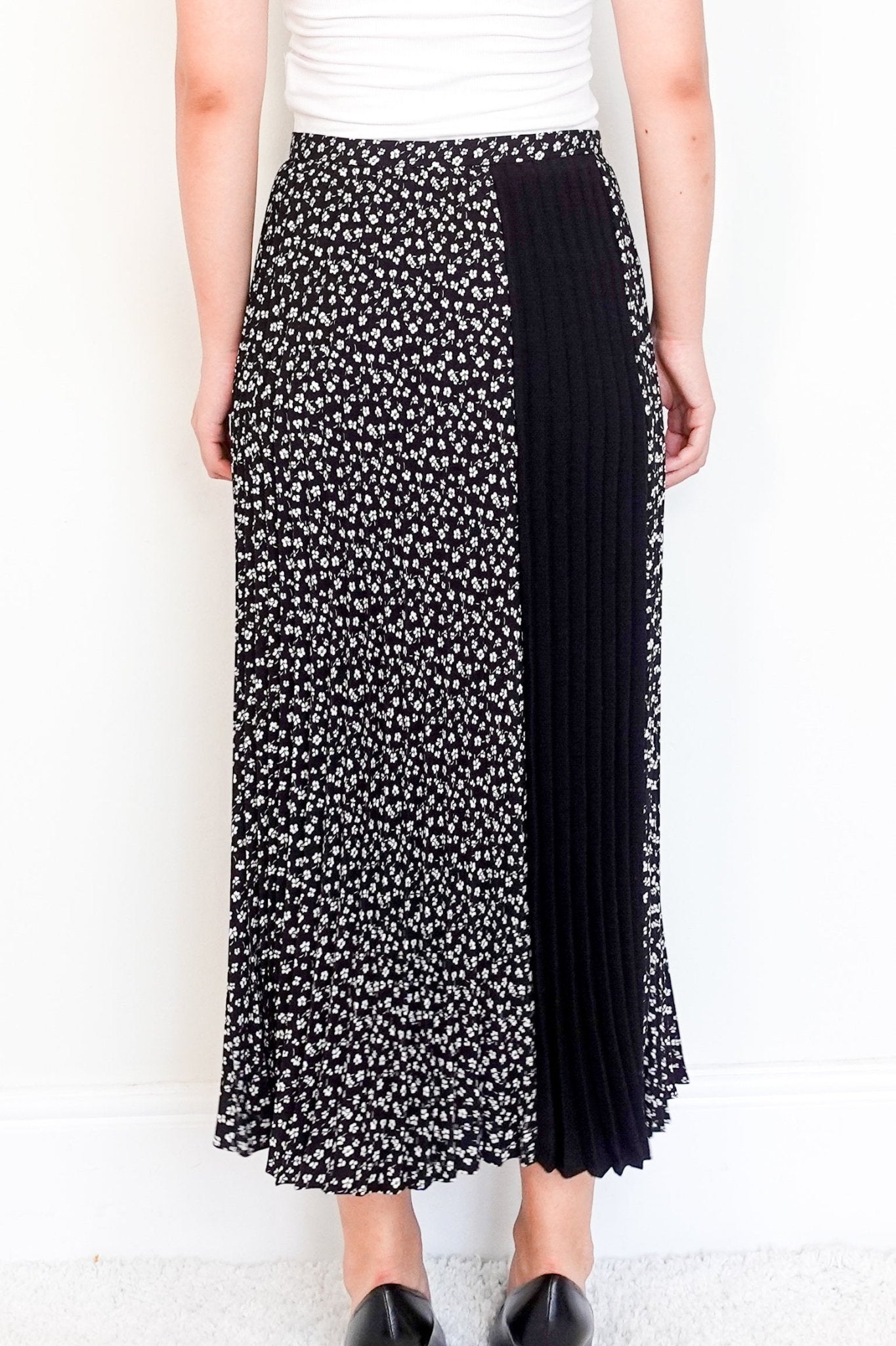 ME+EM Black Floral Pleated Midi Skirt RRP £250 | Authentic Preloved - Reloved Again