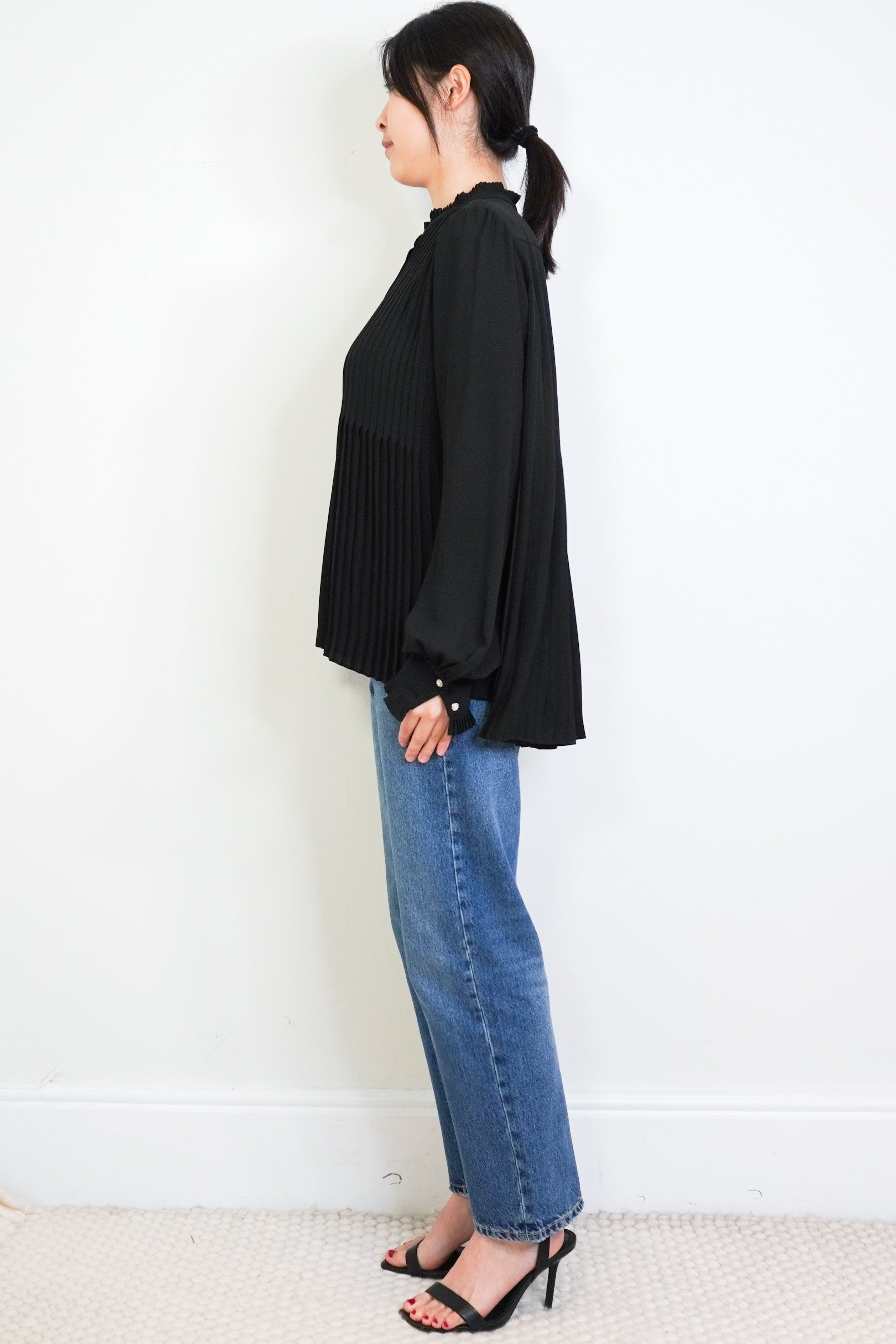 ME+EM-Black-Satin-Blouse-side-picture-Chelsea-London