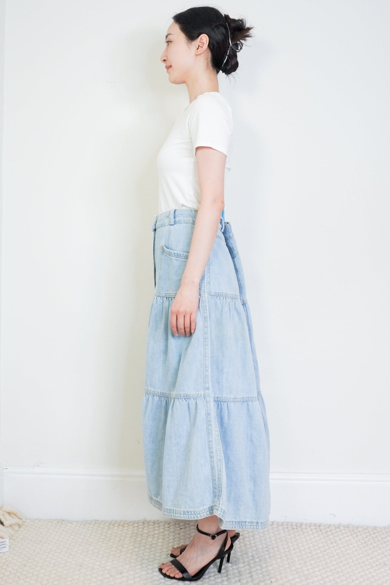ME+EM Blue Denim Tiered Skirt RRP £275 | Authentic Preloved - Reloved Again