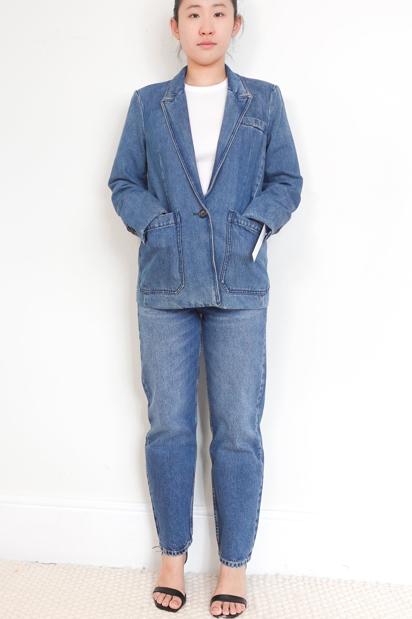 ME+EM Blue Long Denim Blazer Jacket RRP £325 | Authentic Preloved - Reloved Again