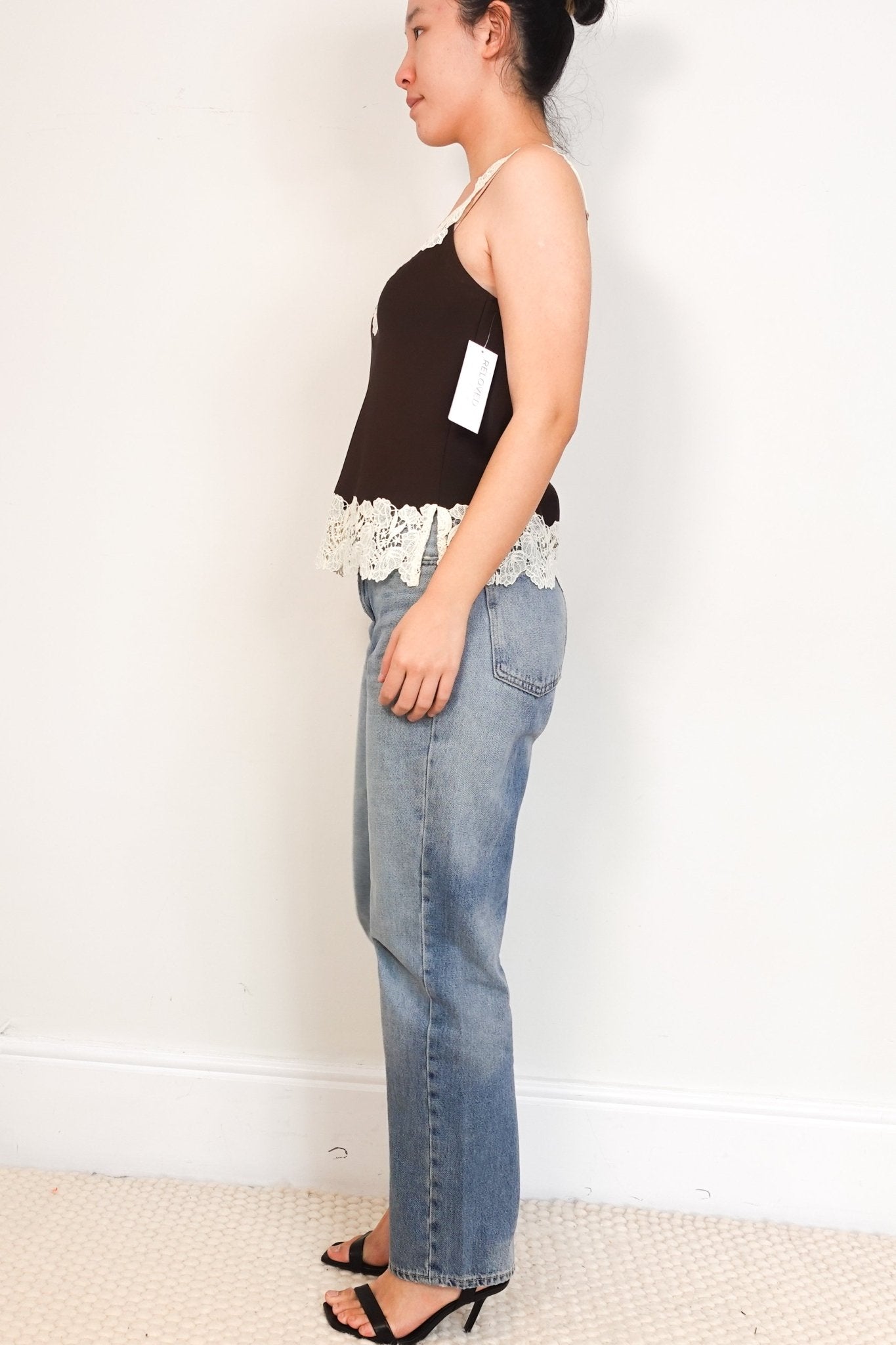 ME+EM Brown and Cream Lace Tank Top RRP £200 | Authentic Preloved - Reloved Again
