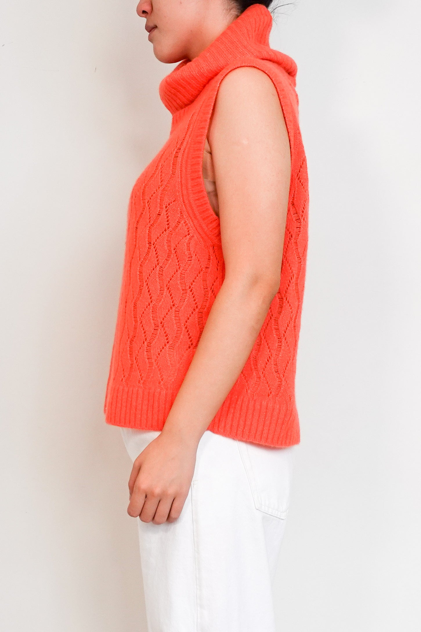 ME+EM-Coral-Cashmere-knitted-sleeveless-jumper-With-neck-warmer-side-picture