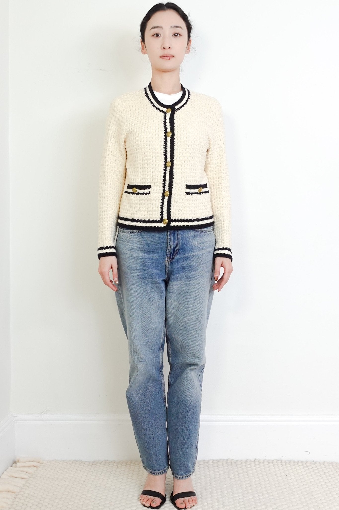 ME+EM Cream Knit Cardigan with Gold Buttons RRP £225 | Authentic Preloved - Reloved Again