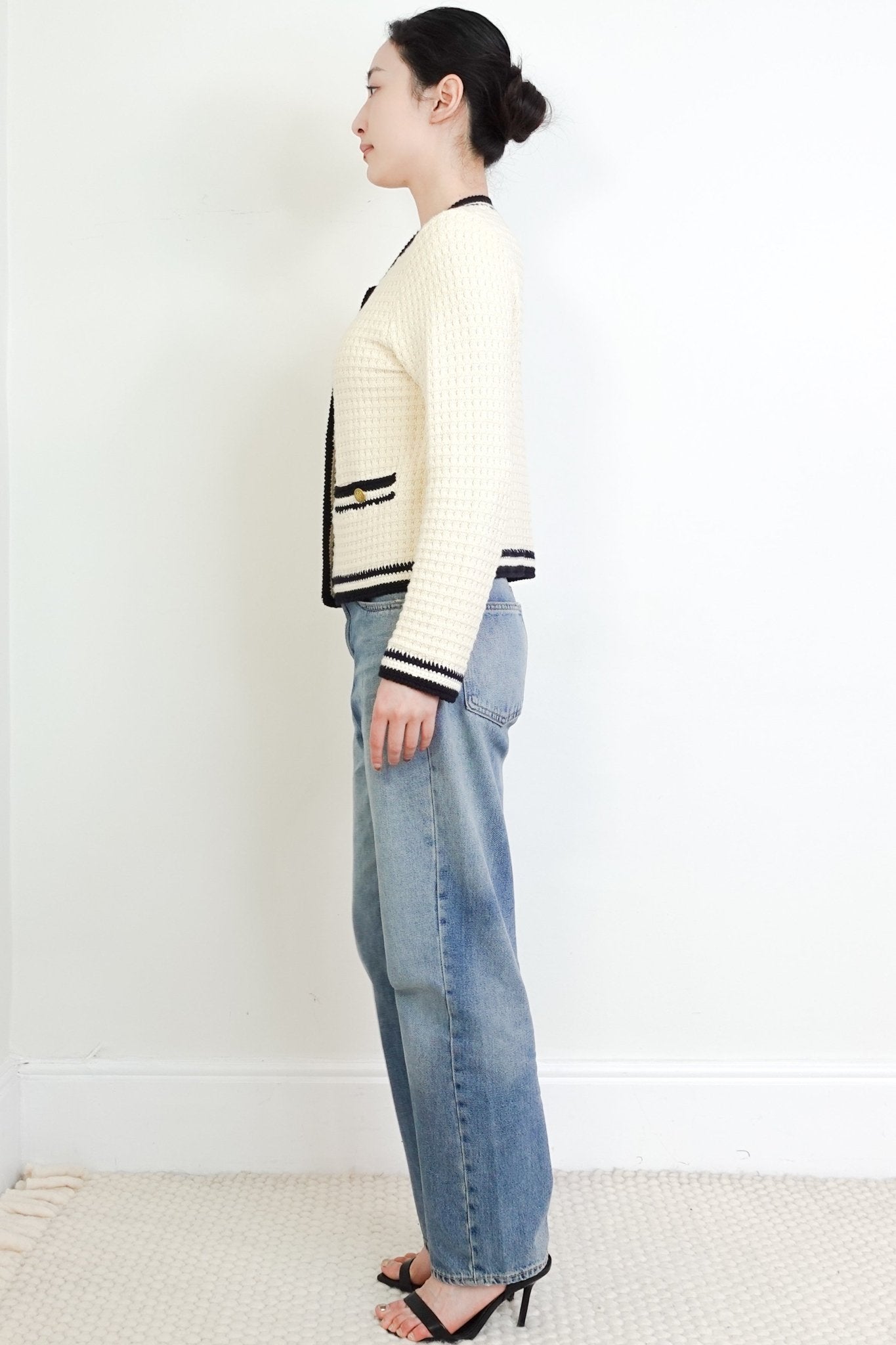 ME+EM Cream Knit Cardigan with Gold Buttons RRP £225 | Authentic Preloved - Reloved Again