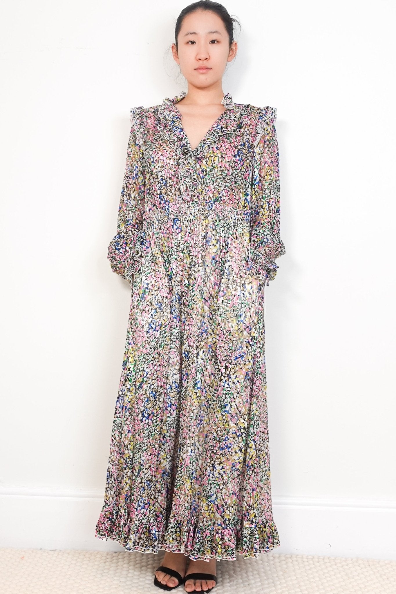 ME+EM Multicolour Floral Frilly Maxi Lined Dress RRP £350 | Authentic Preloved - Reloved Again