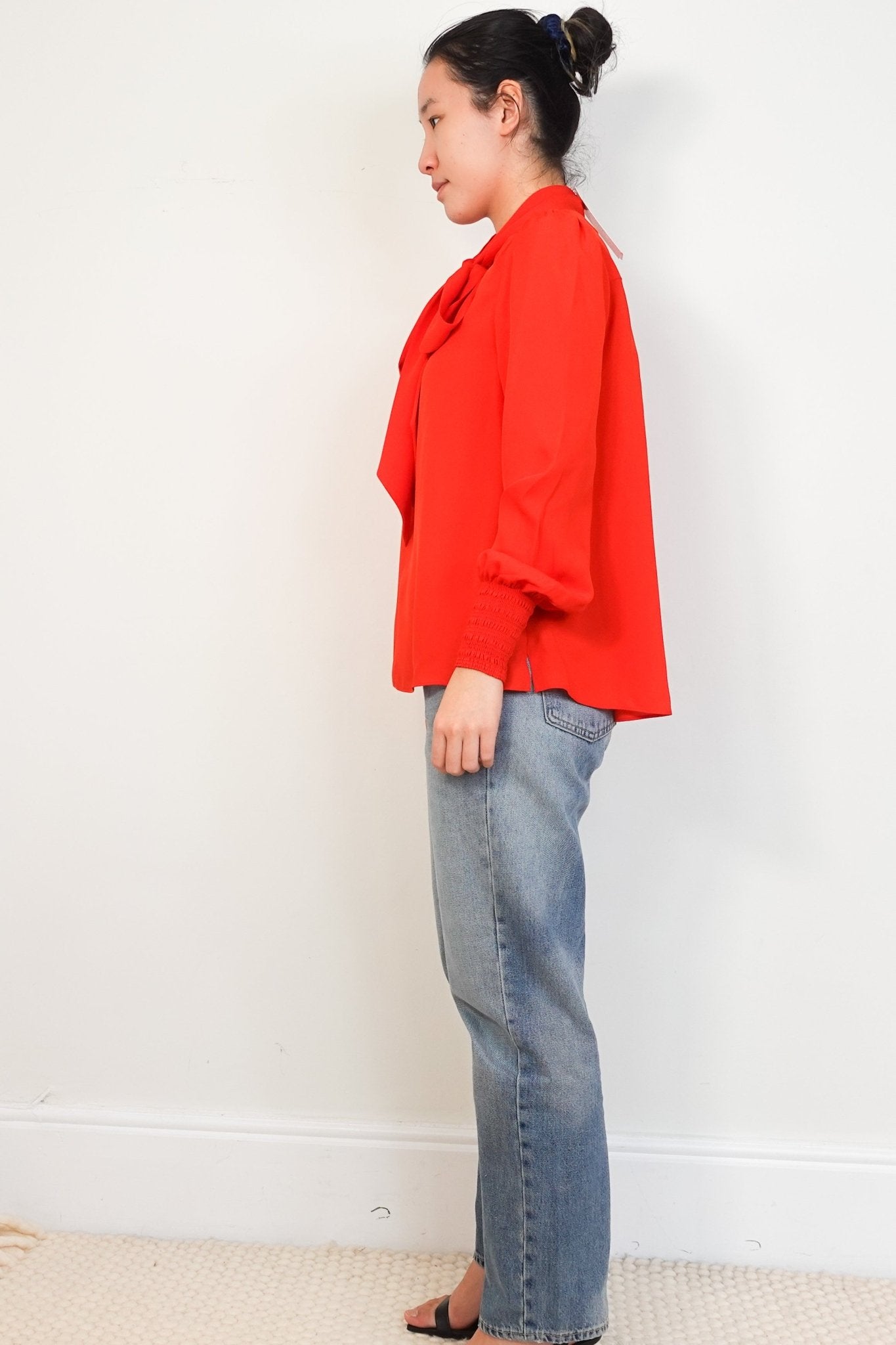 ME+EM-Red-Neck-Tie-Swing-Silk-Blouse-side-picture-Chelsea-London