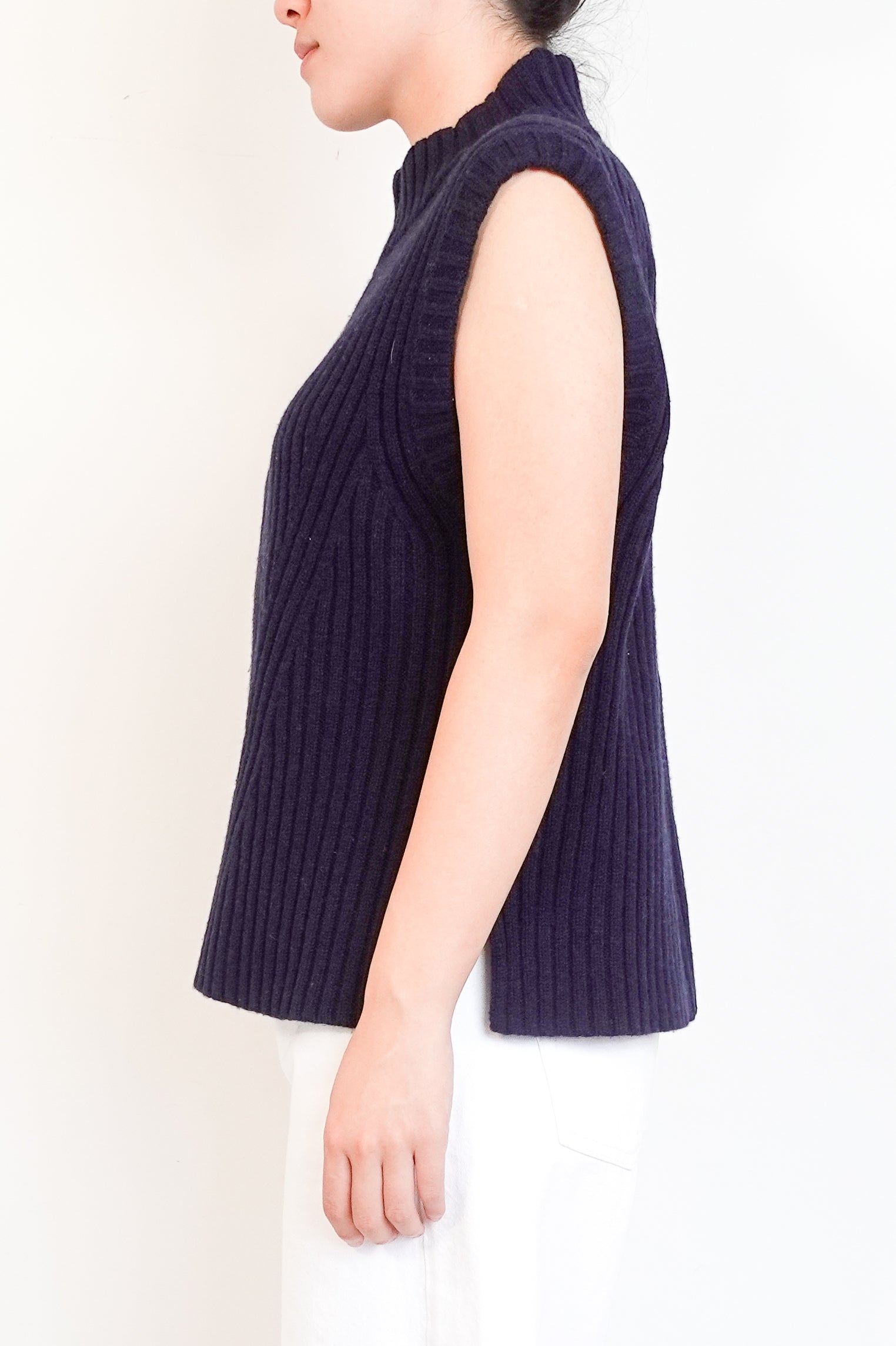 ME+EM-Warm-Wool-Sleeveless-Quarter-Zip-Jumper-in-navy-side-picture