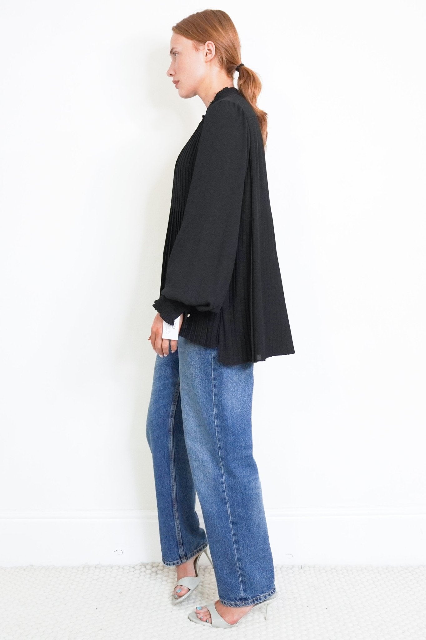 ME+EM Black Crepe Pearlised Button Pleated Blouse (RRP £200) | Authentic Preloved FINAL SALE - Reloved Again