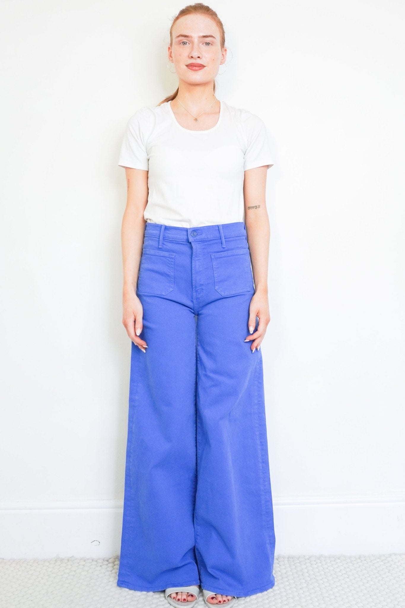 MOTHER The Patch Pocket Undercover Sneak Jeans in Cobalt Blue (RRP £225) | Authentic Preloved - Reloved Again