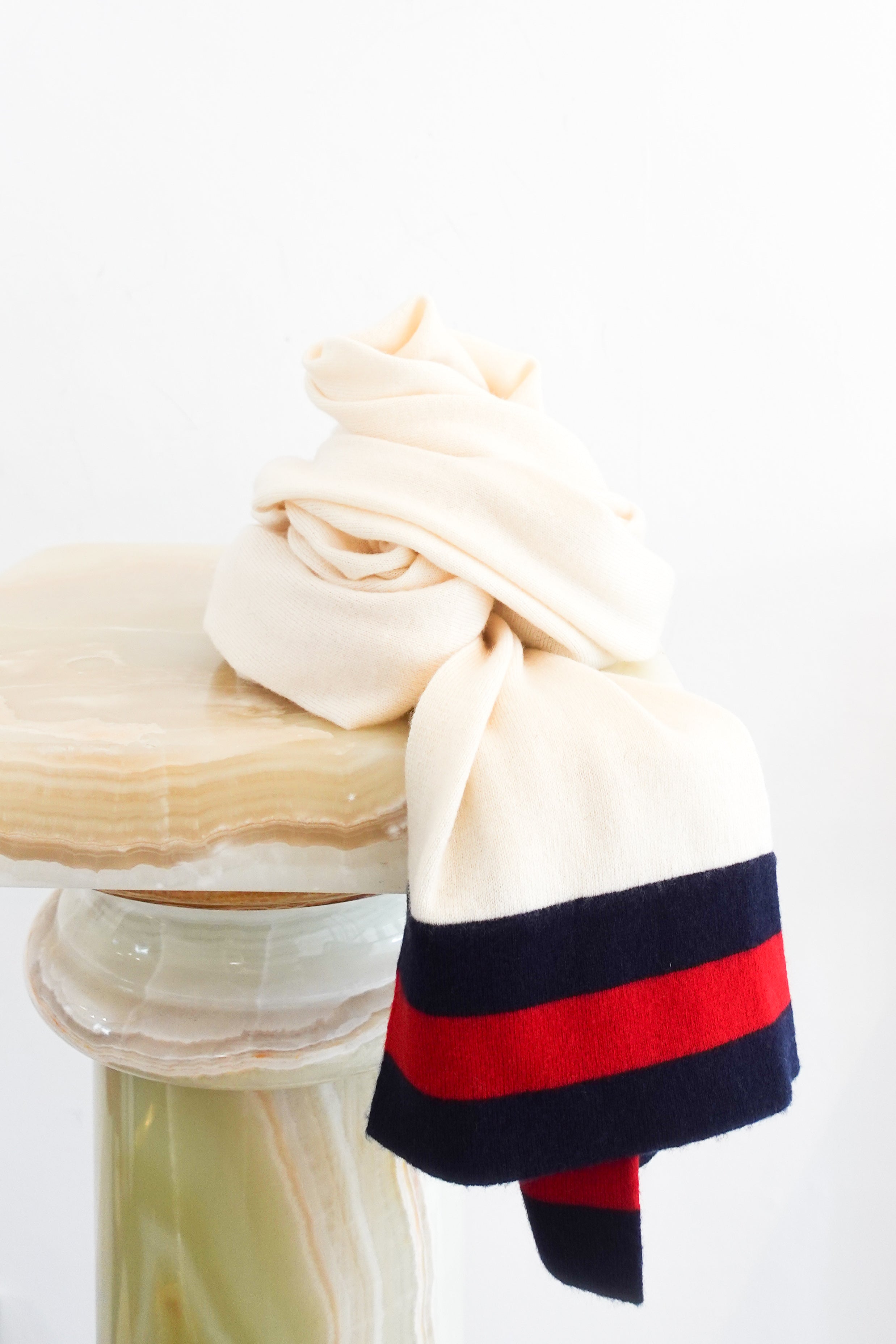 Madeleine-Thompson-Cream-and-Stripe-Scarf-front-picture-Chelsea-London