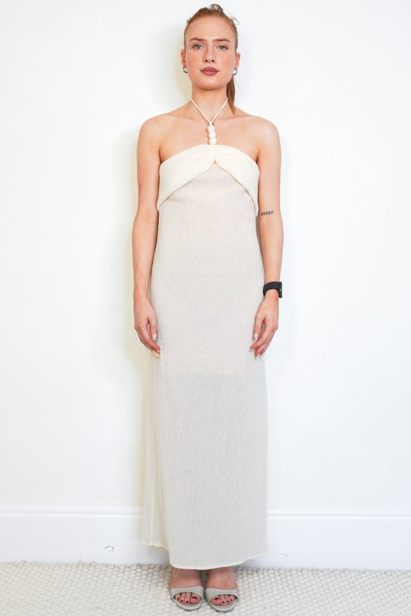 Magda Butrym Cream Coronal Halter Neck Dress (RRP £500) | Authentic Preloved - Reloved Again