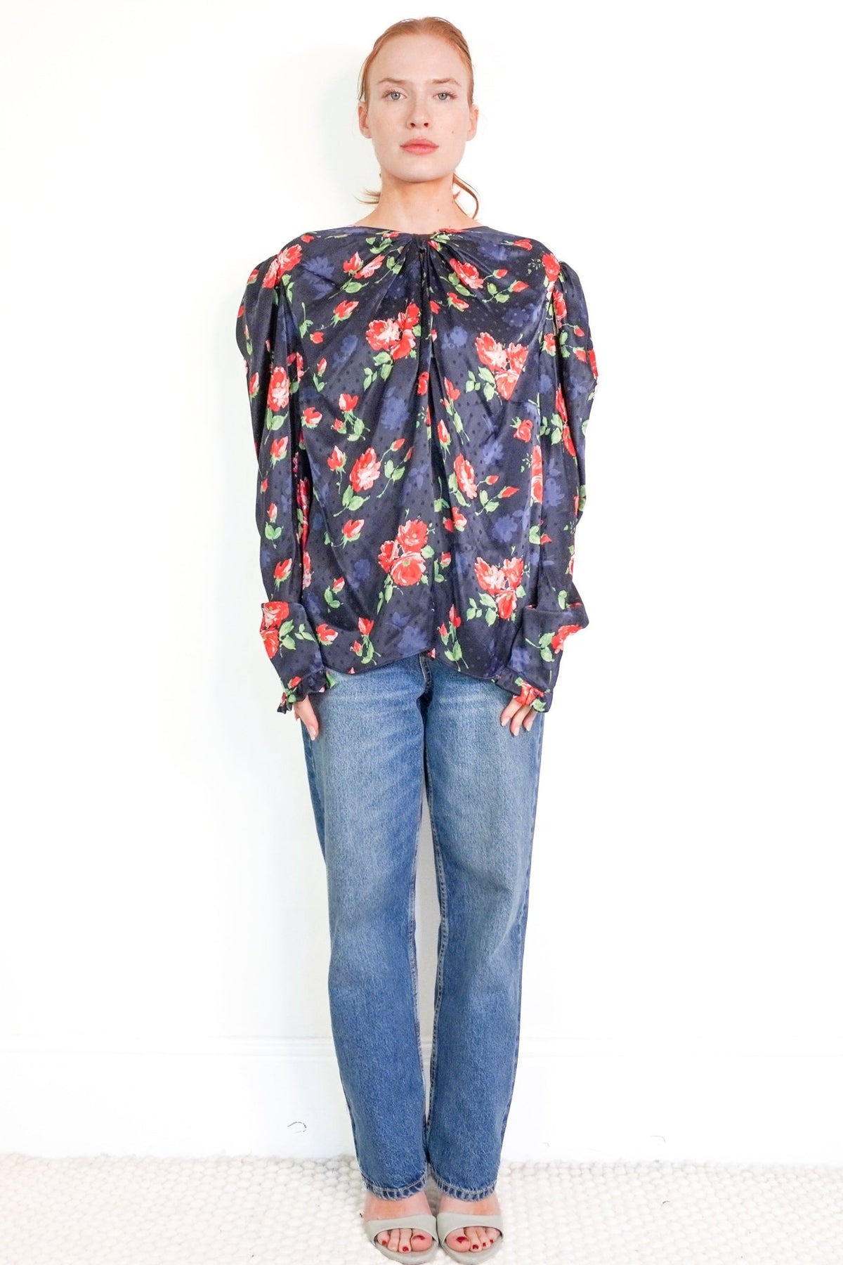 Magda Butrym Navy Floral Blouse (RRP £450) | Authentic Preloved - Reloved Again