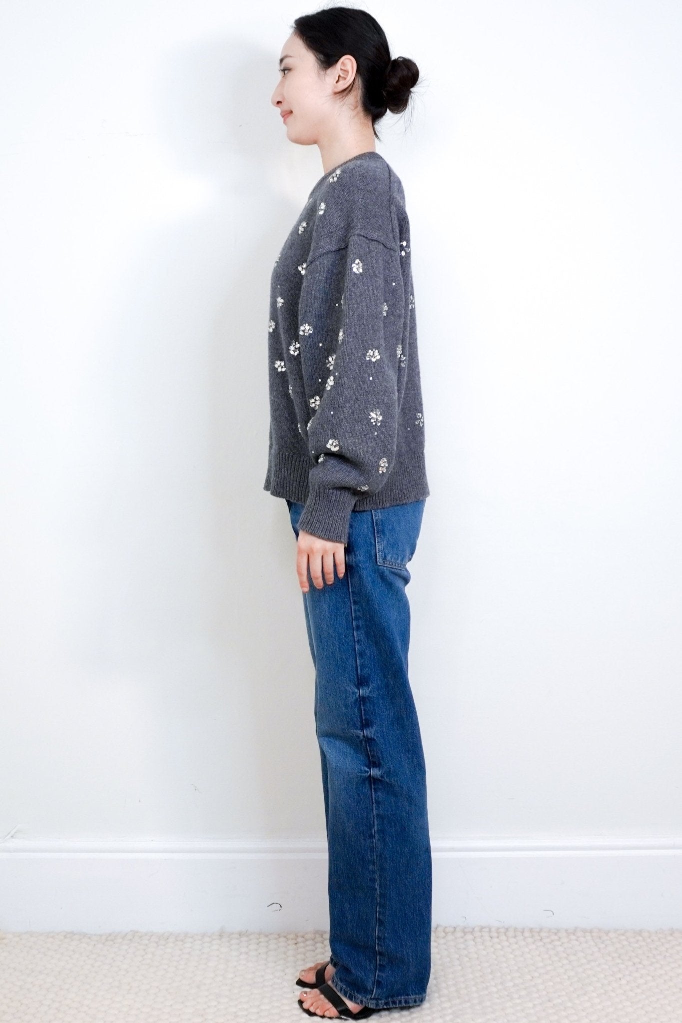 Maje Grey Embellished Crewneck Jumper RRP £329 | Authentic Preloved - Reloved Again