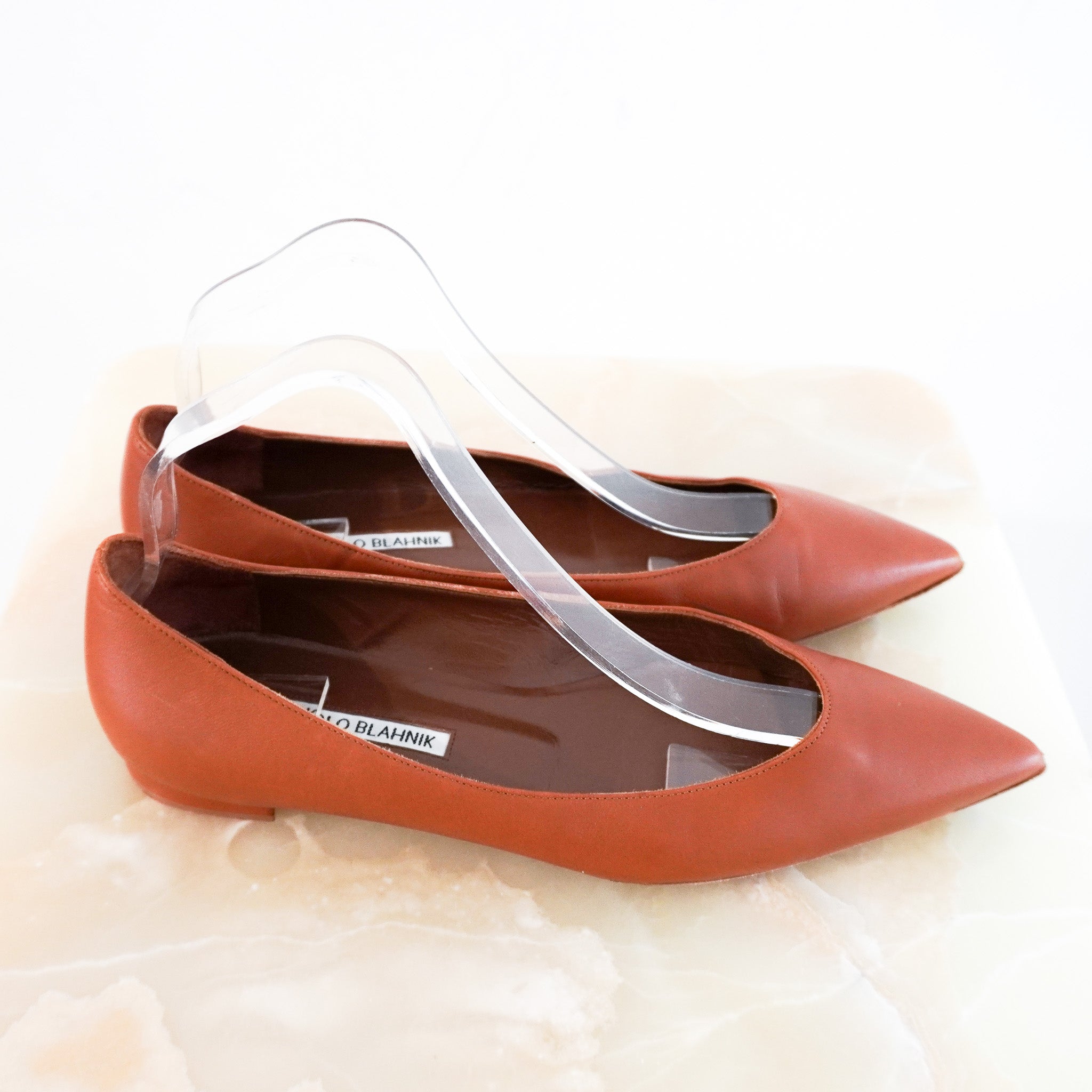 Manolo-Blahnik-Pointed-Toe-Flats-in-Brown-side-picture