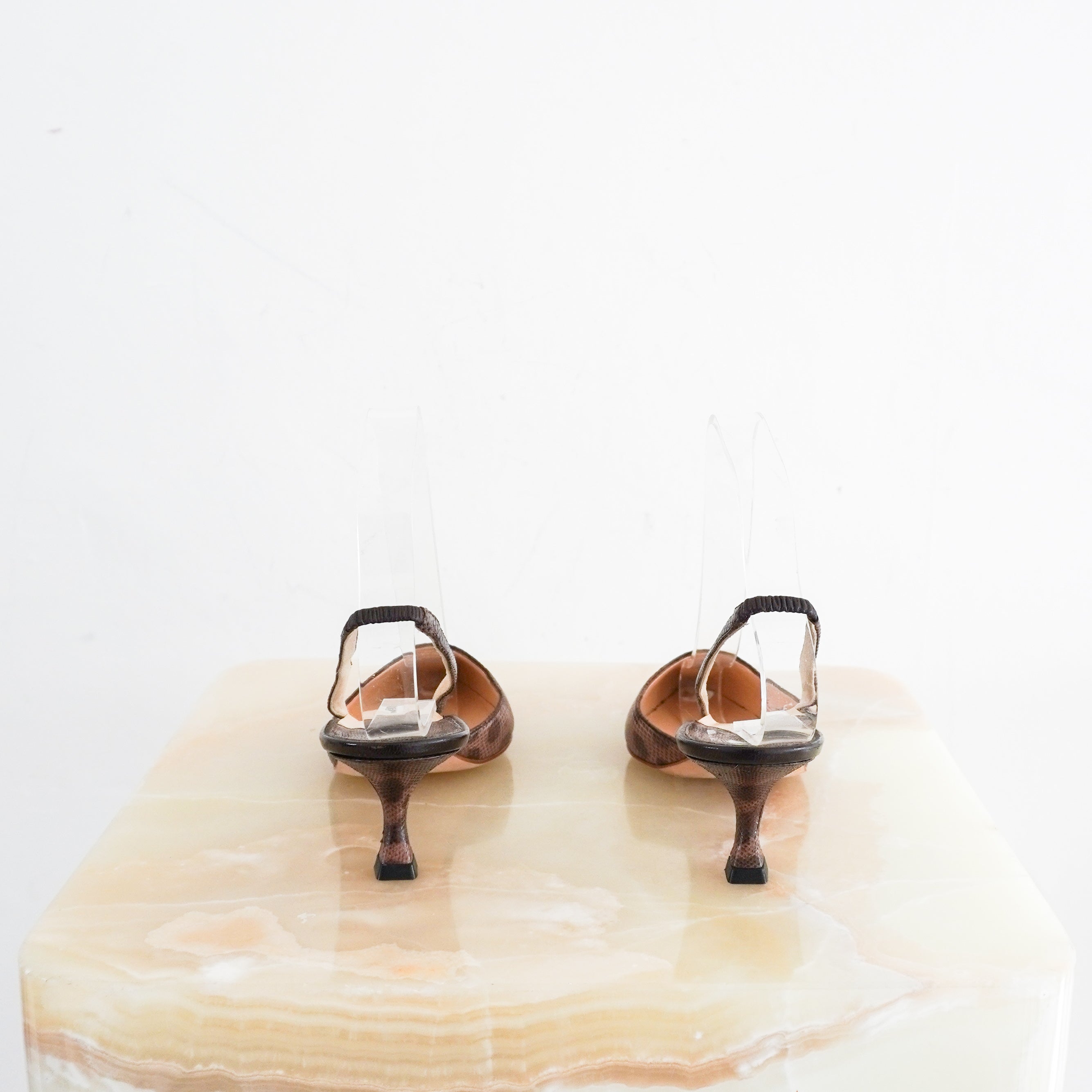 Manolo-Blahnik-Snakeskin-Print-Slingback-Heels-back-picture-Chelsea-London