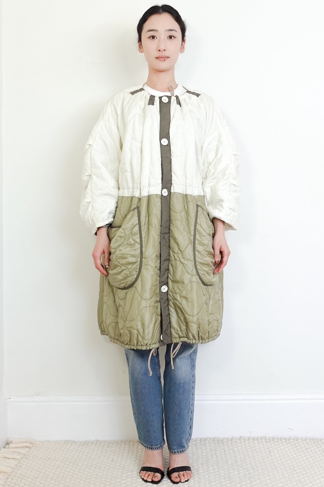 CURRENT SEASON Marfa Stance White and Stone Parachute Quilted Parka RRP £1195 | Authentic Preloved - Reloved Again