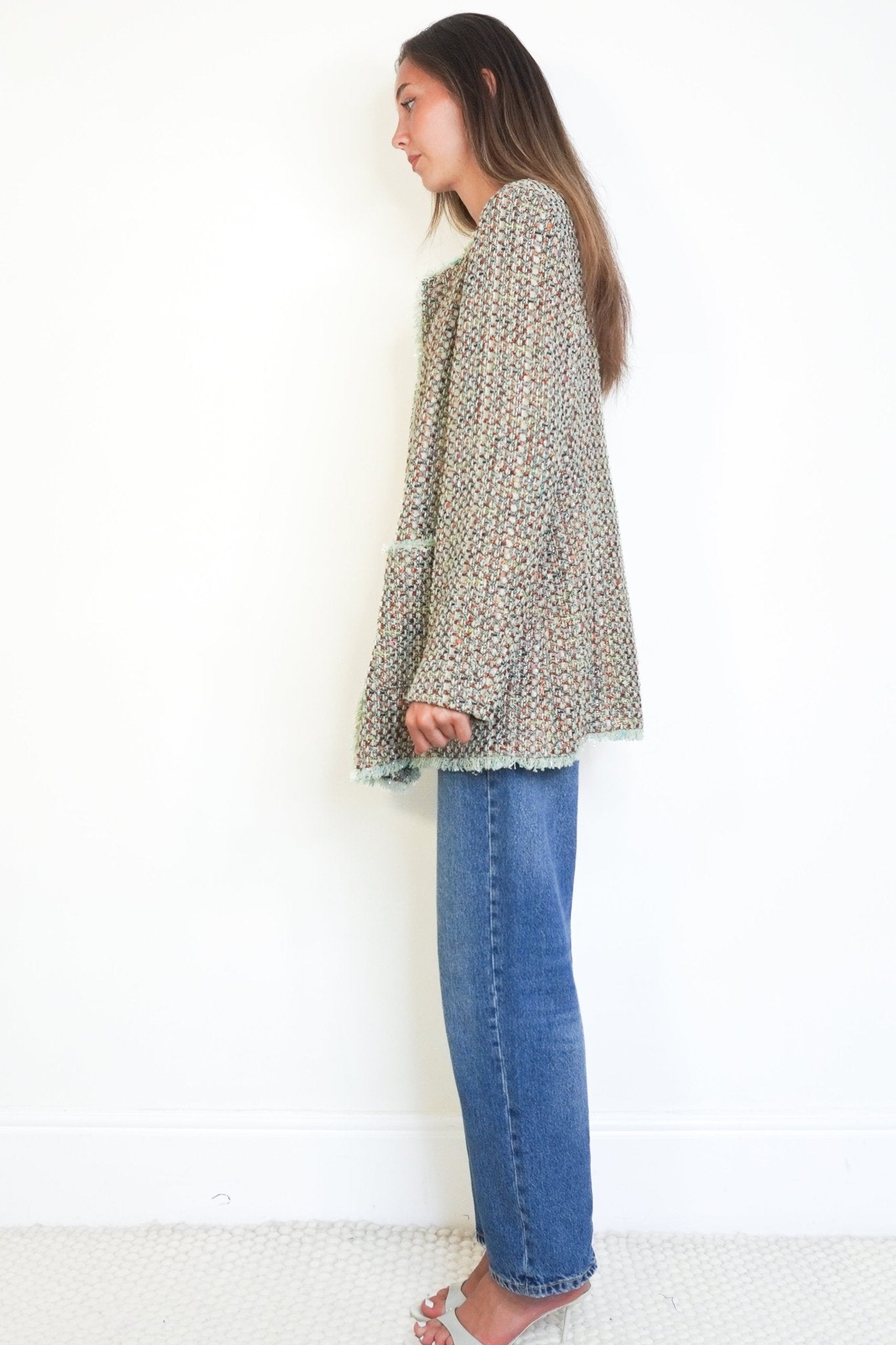 Marina Rinaldi Green Fervida Bouclé Jacket (RRP £1200) | Authentic Preloved - Reloved Again