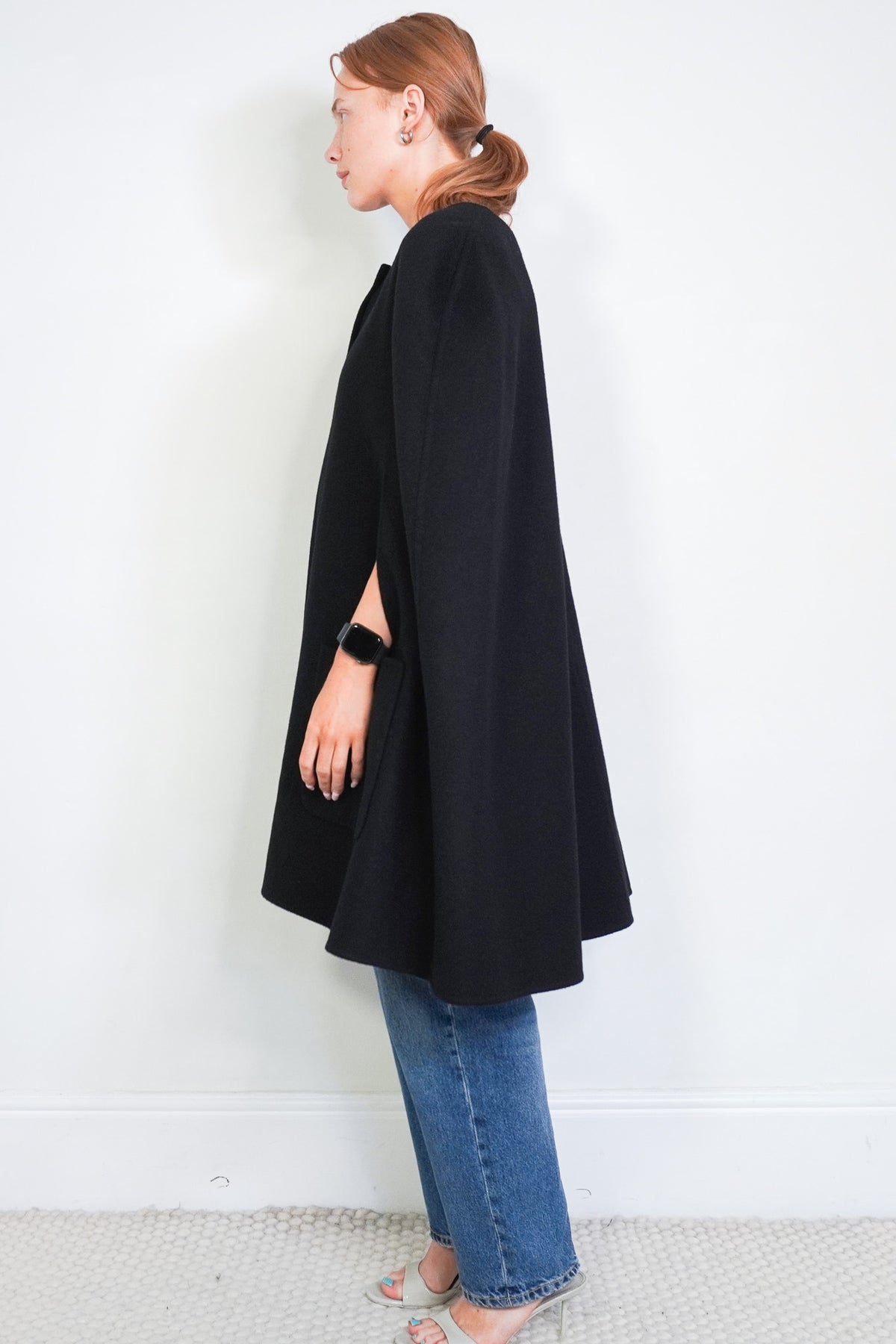 Marina Rinaldi black sleeveless coat side photo