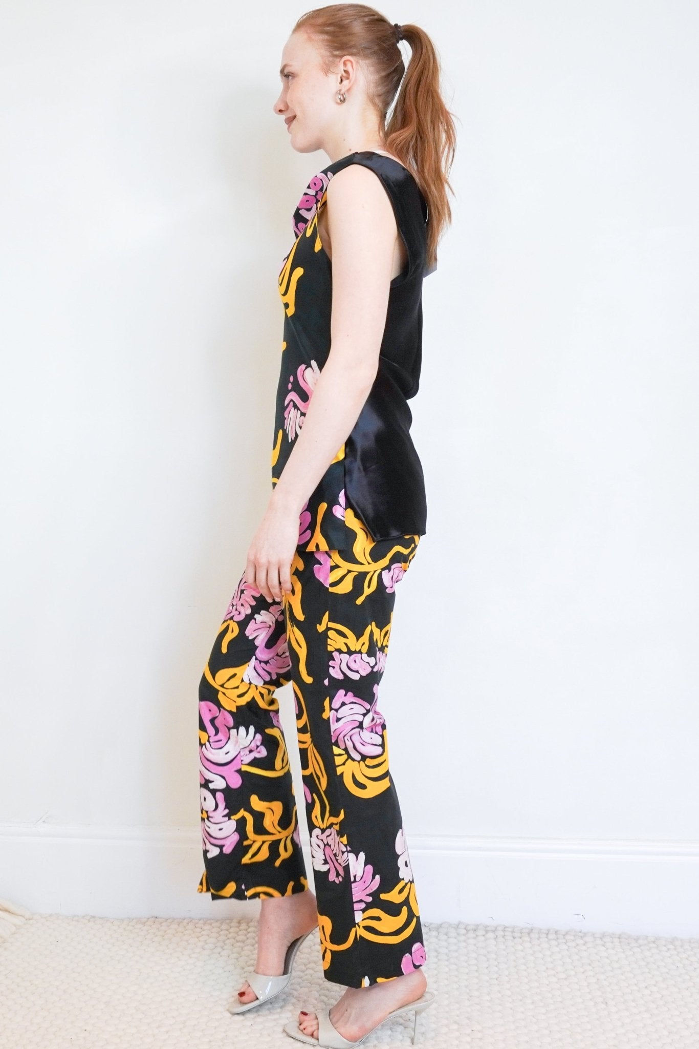 Marni Black Satin Floral Print Set RRP £1500 | Authentic Preloved - Reloved Again
