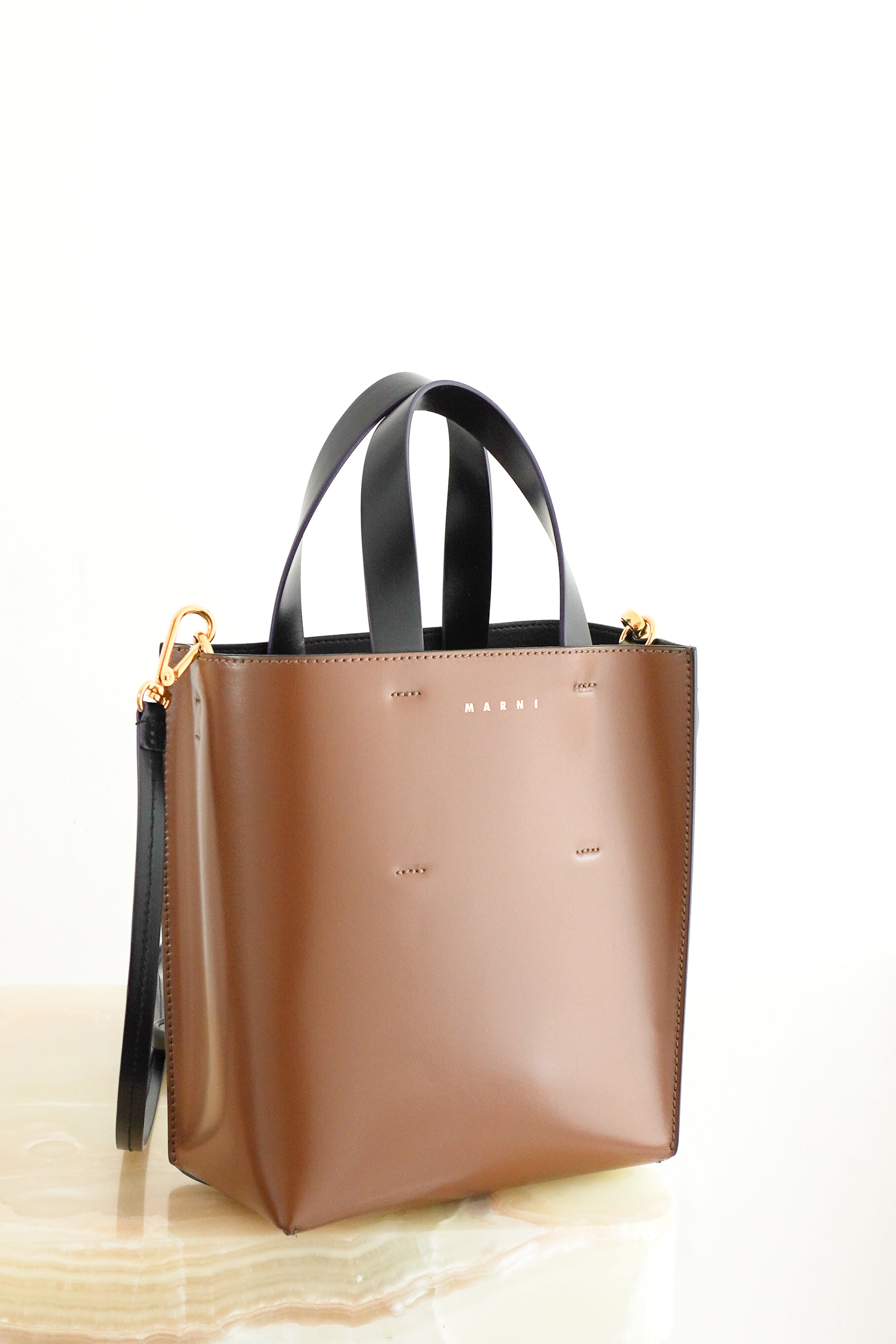 Marni-Museo-Mini-Bag-in-White-and-Brown-Leather-front-picture-Chelsea-London