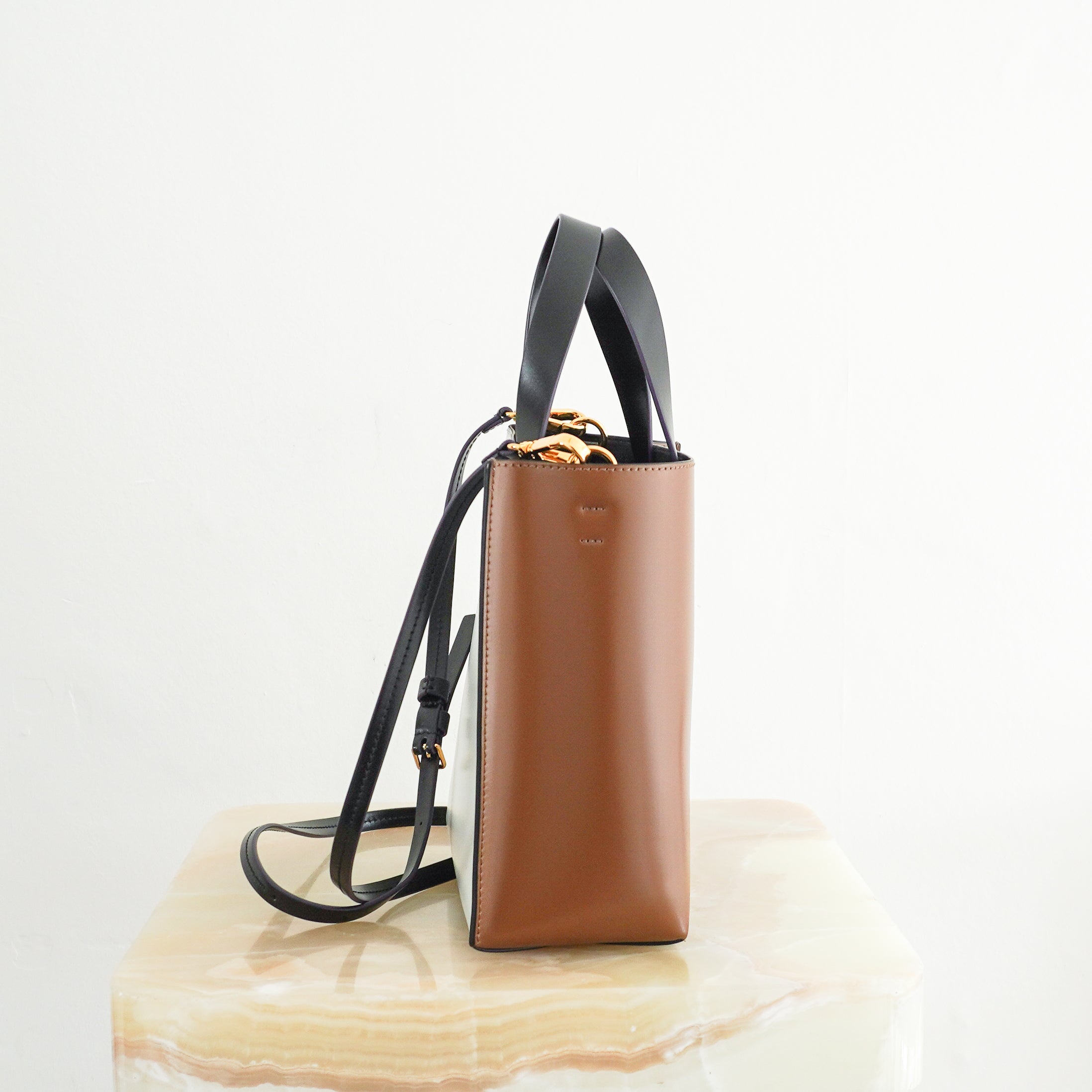 Marni-Museo-Mini-Bag-in-White-and-Brown-Leather-side-picture-Chelsea-London