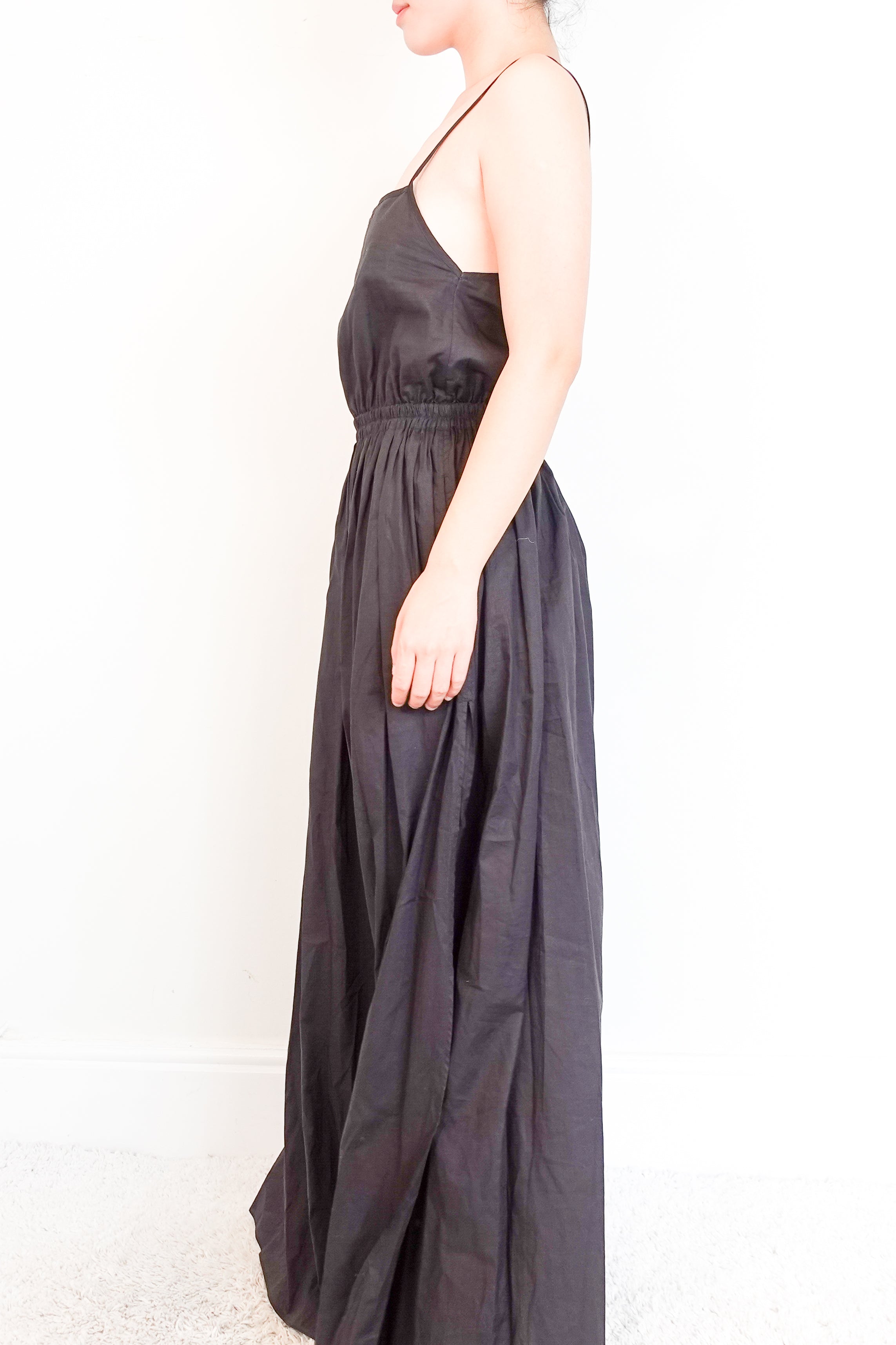 Matteau-black-maxi-cotton-dress-side-picture