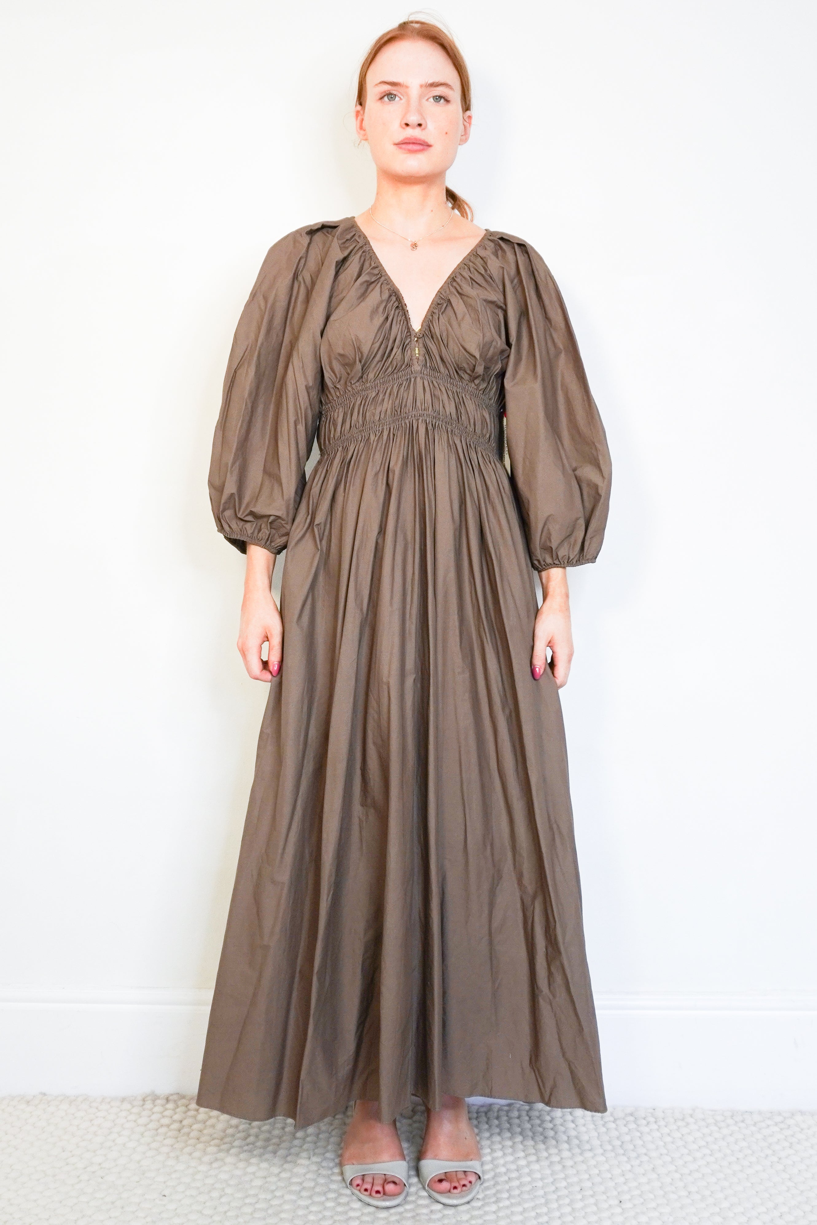 Matteau Taupe Organic Cotton Maxi Dress front photo chelsea london