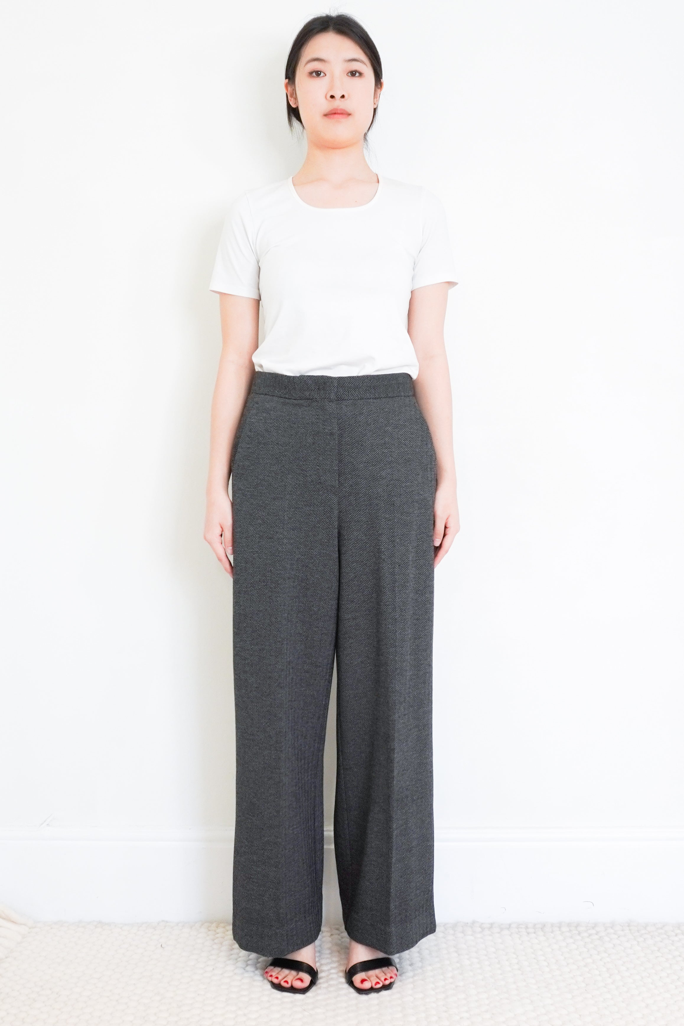 Max-Mara-Grey-Herringbone-Trousers-front-picture-Chelsea-London