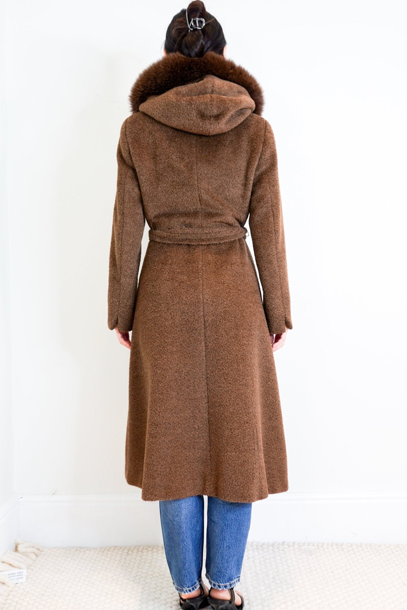 Max-Mara-Studio-Teddy-Brown-Hooded-Coat-back-picture-Chelsea-London