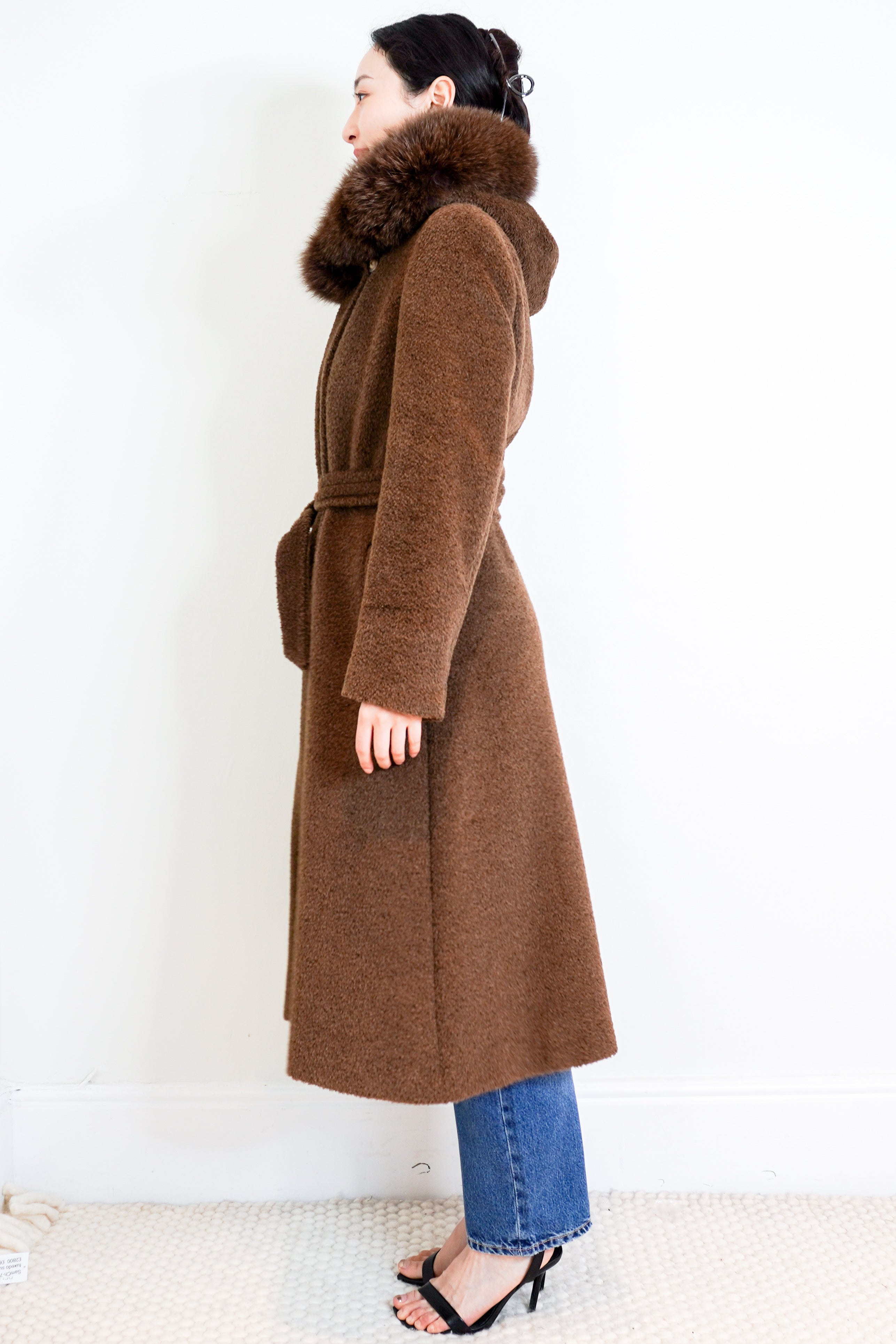 Max-Mara-Studio-Teddy-Brown-Hooded-Coat-side-picture-Chelsea-London