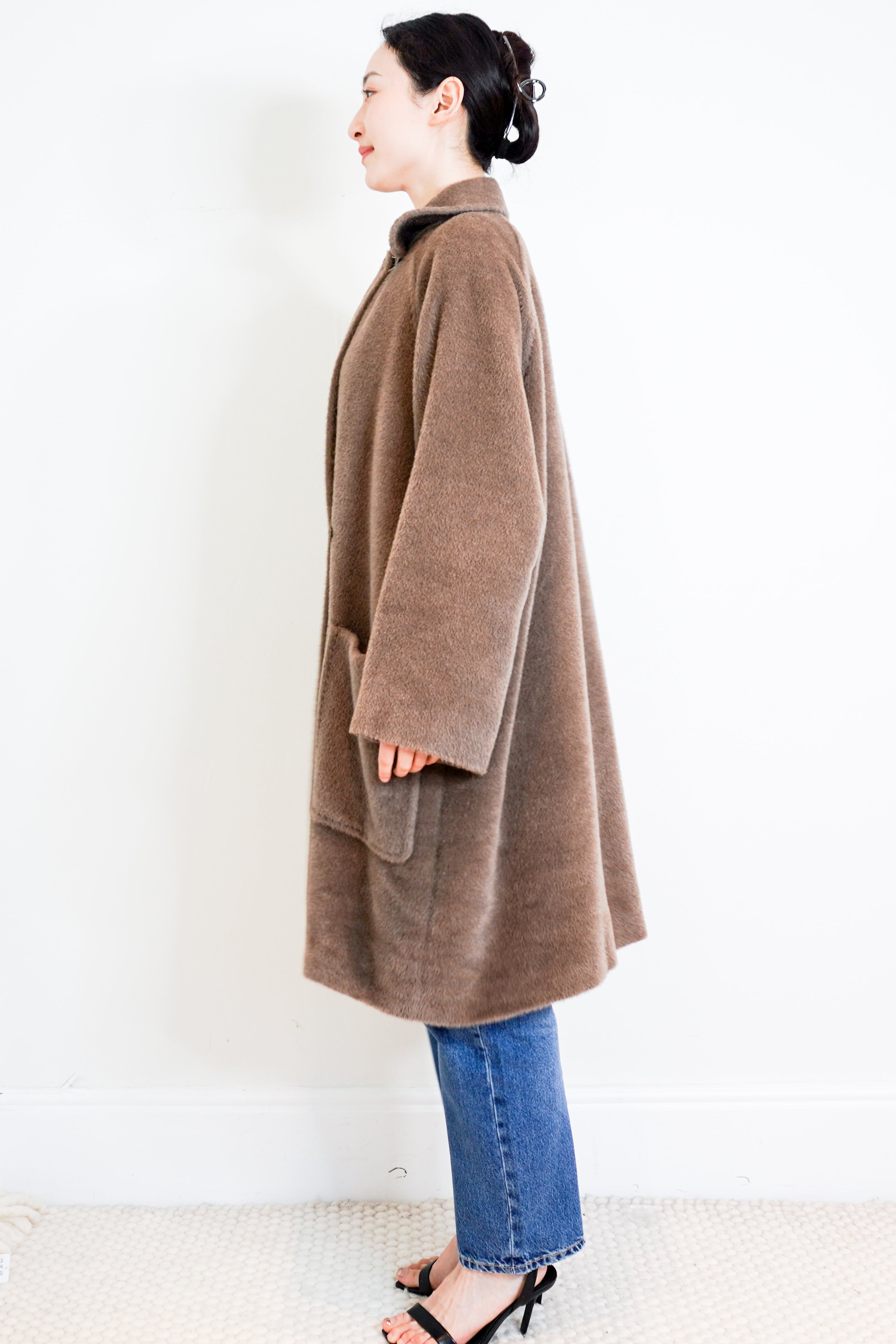 Max-Mara-Taupe-Alpaca-Coat-side-picture-Chelsea-London