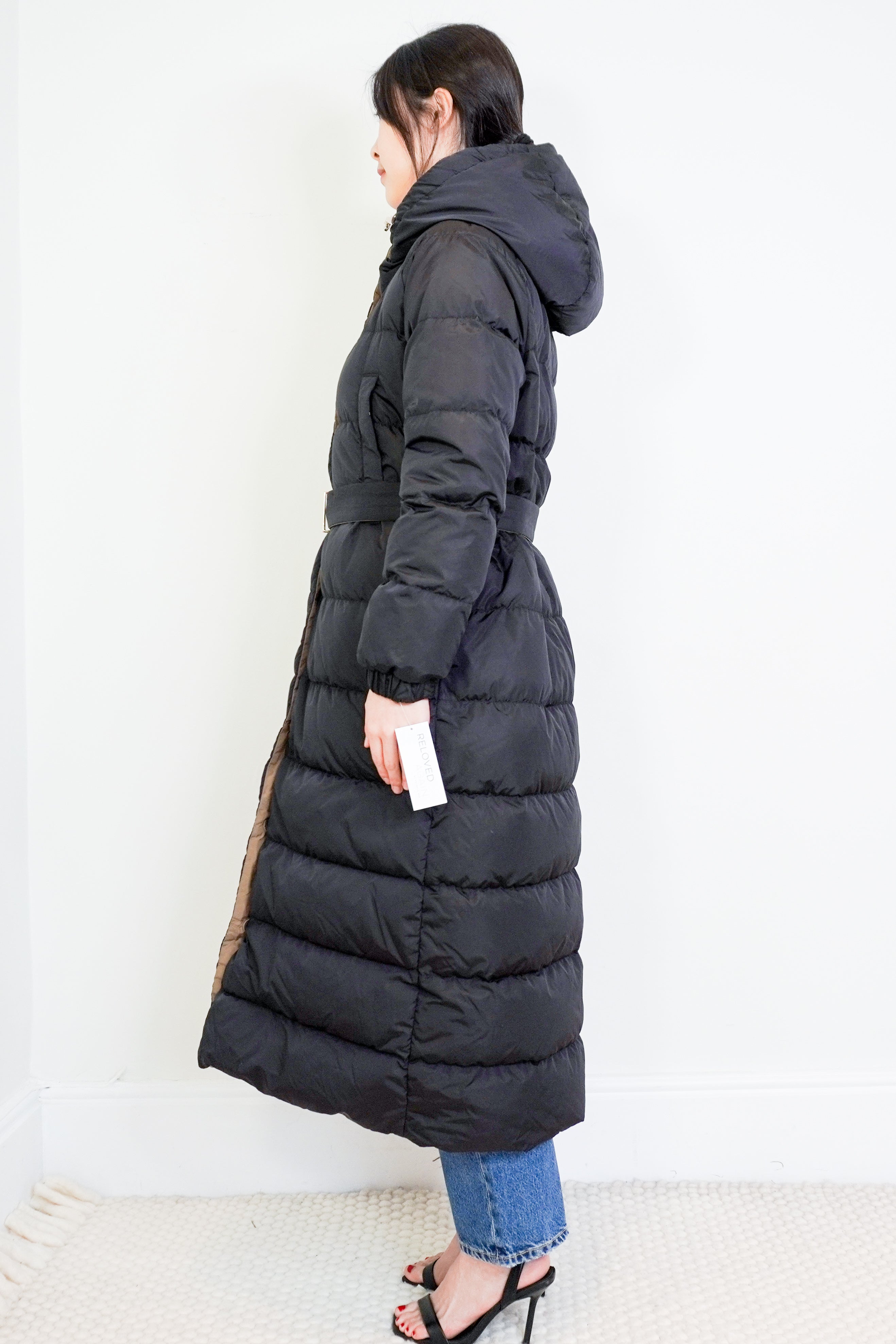 MaxMara-The-Cube-Black-&-Brown-Puffer-Coat-side-picture-Chelsea-London