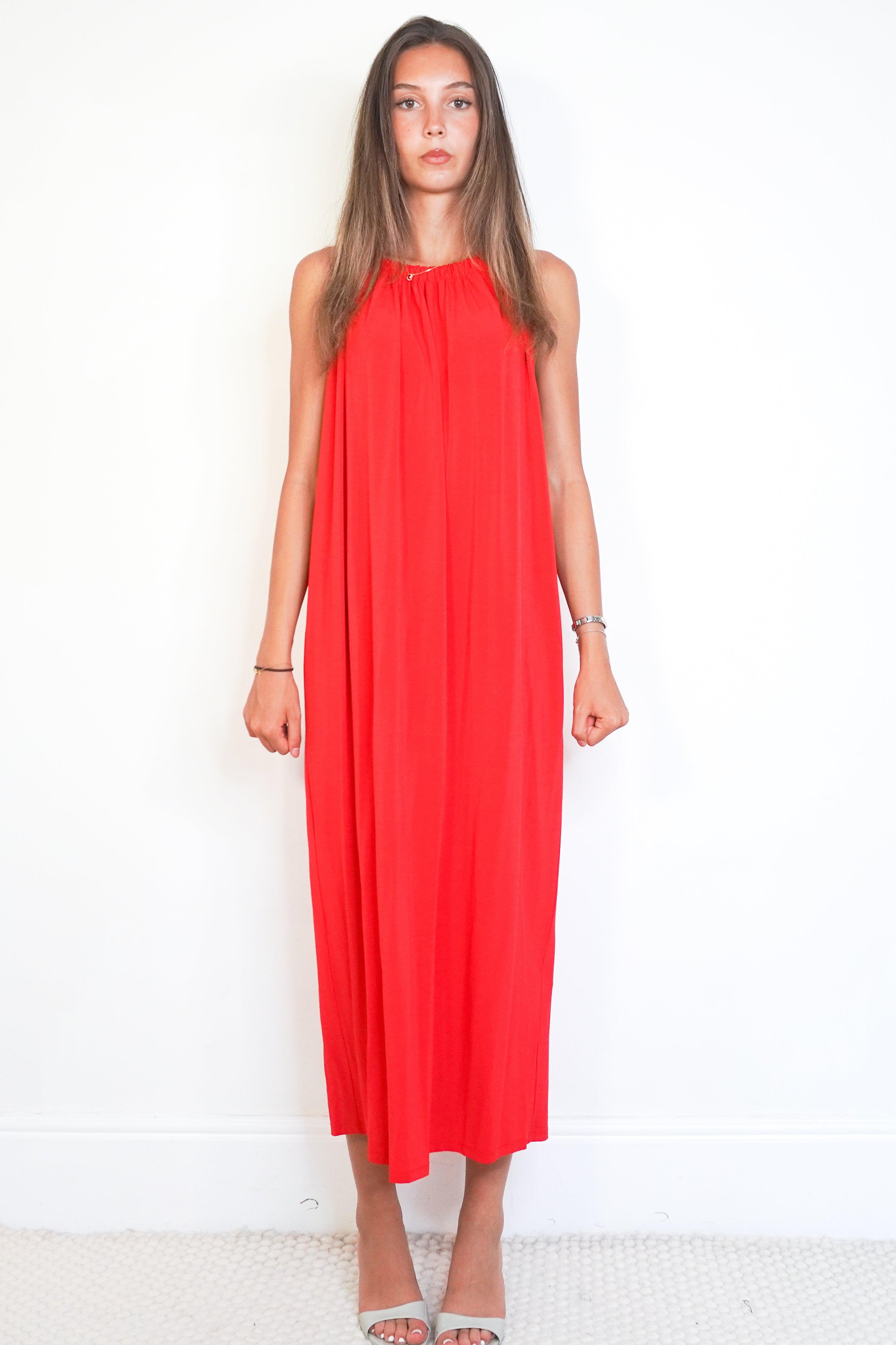 MaxMara Beachwear Red Maxi Dress front photo chelsea london