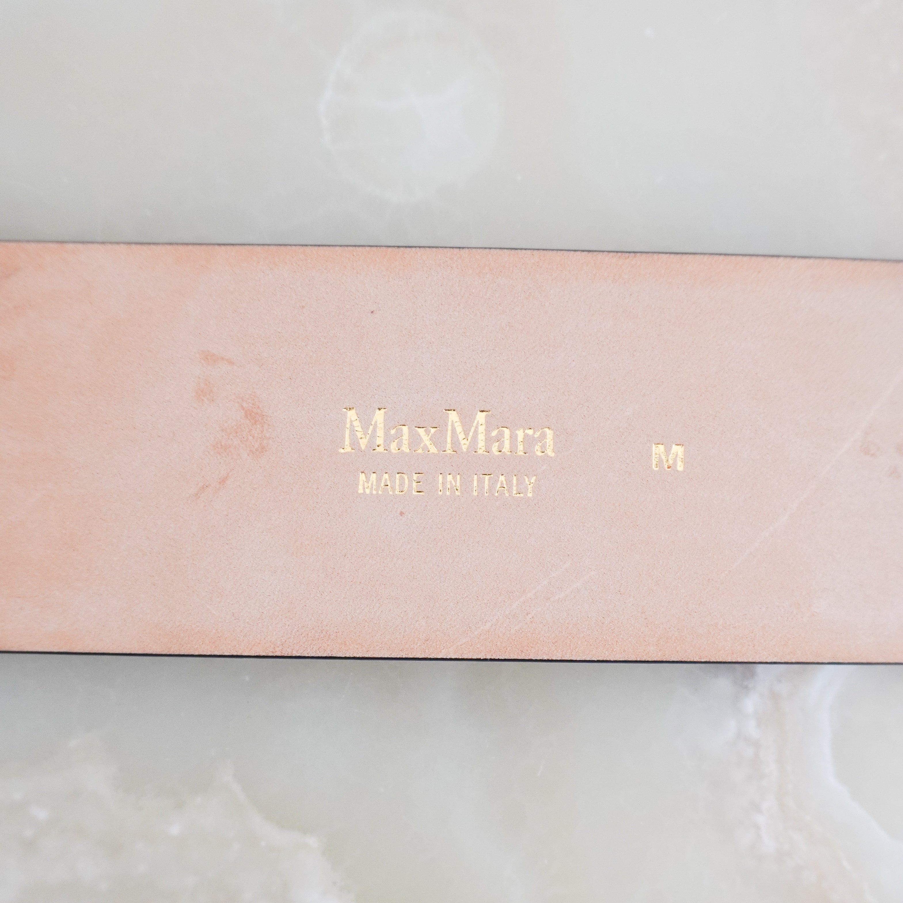 Max Mara Navy Croc-Embossed Leather Wide Belt front photo chelsea london logo