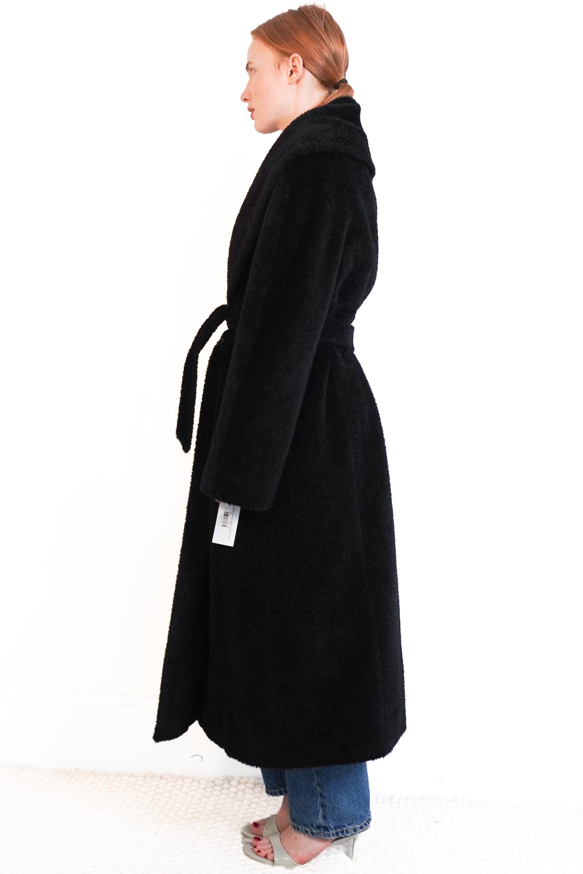 Max Mara Studio Black Alpaca Coat Side
