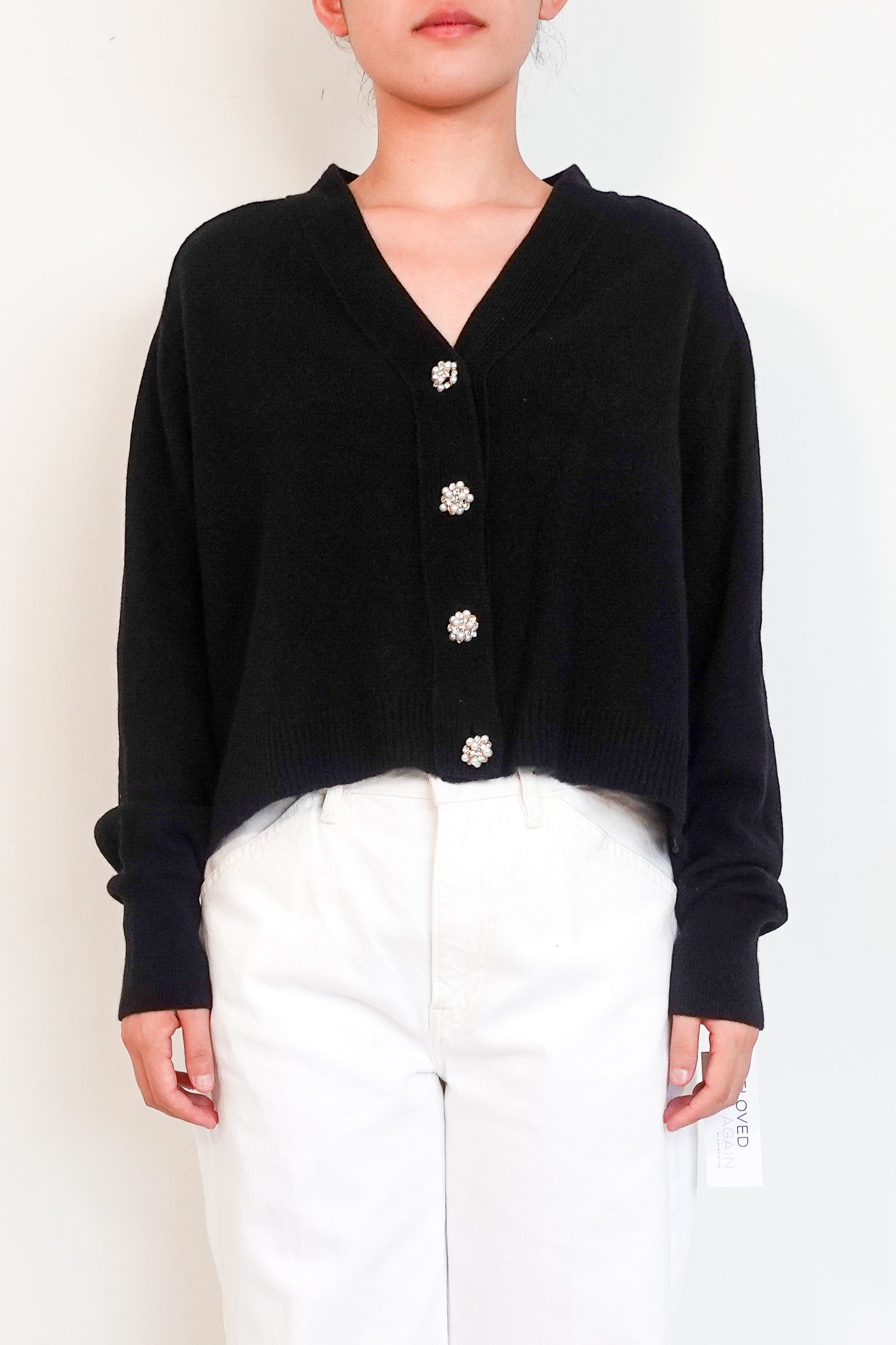 Me+Em-black-wool-cardigan-with-pearl-and-diamante-buttons-front-picture