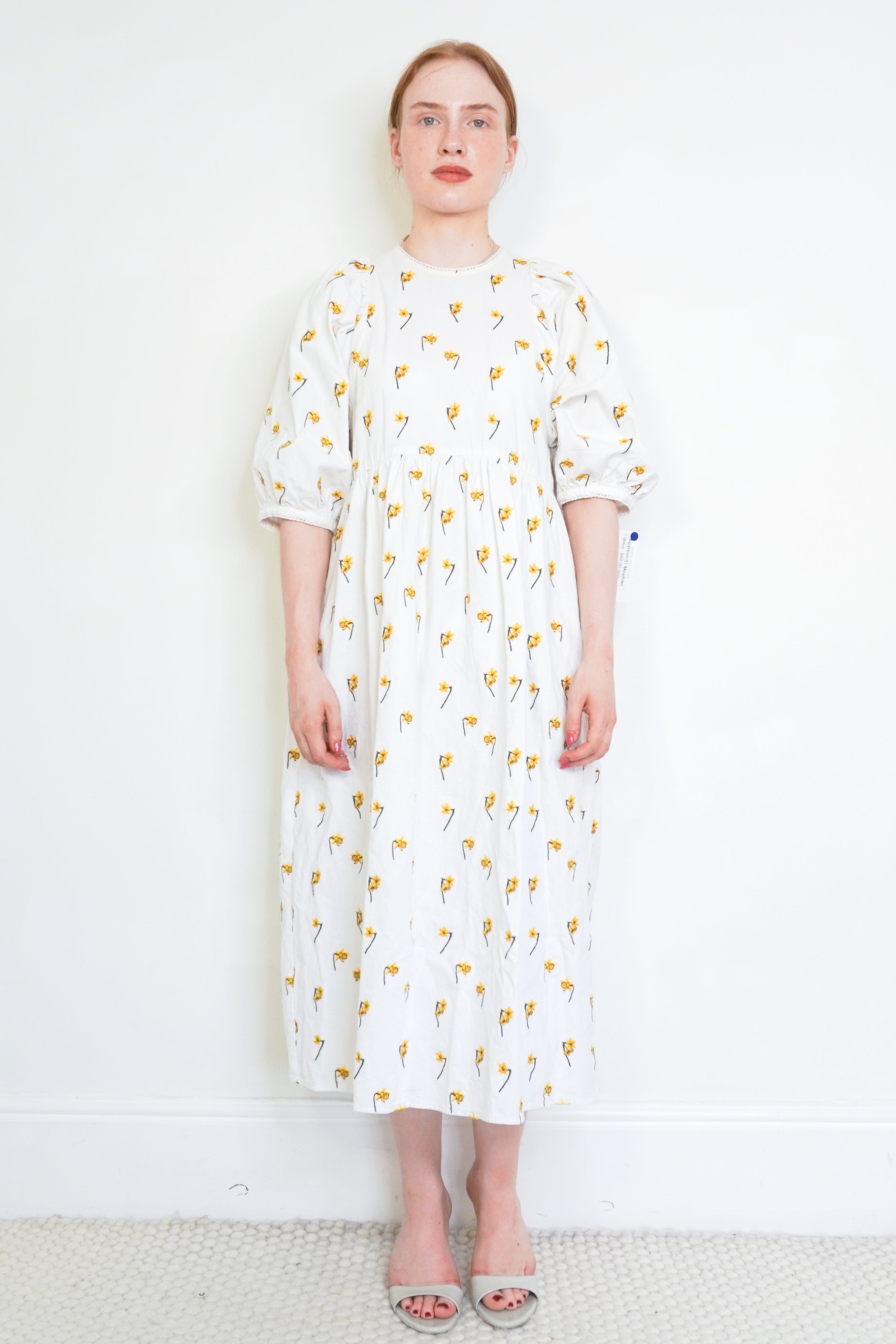 Meadows White Dress with Yellow Flowers front photo chelsea london