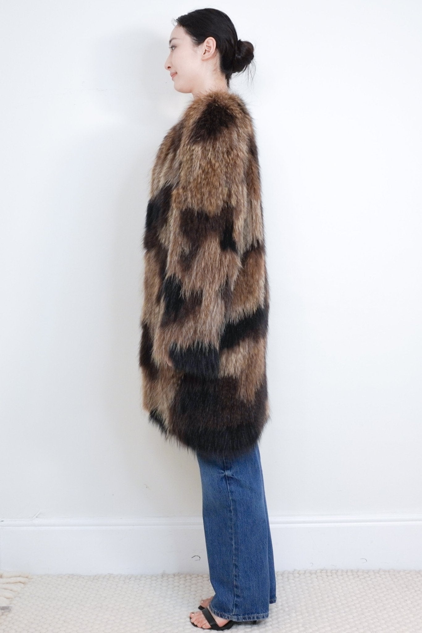 Meteo by Yves Solomon Brown Racoon Fur Coat RRP £2160 | Authentic Preloved - Reloved Again